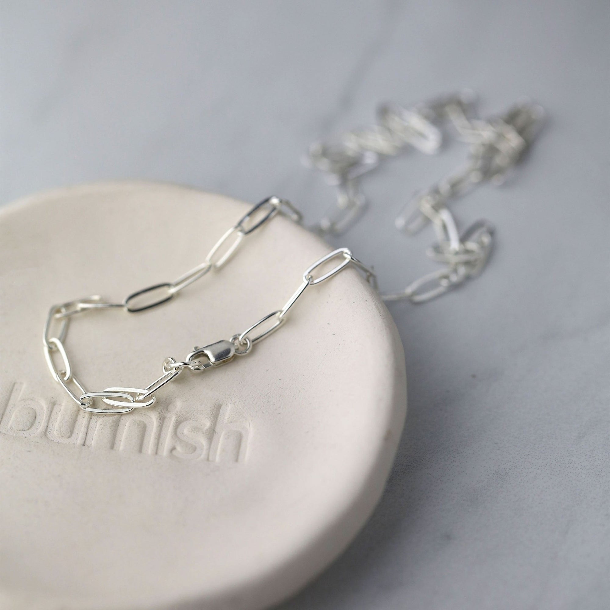 Elegant Elongated Link Chain Necklace handmade by Burnish