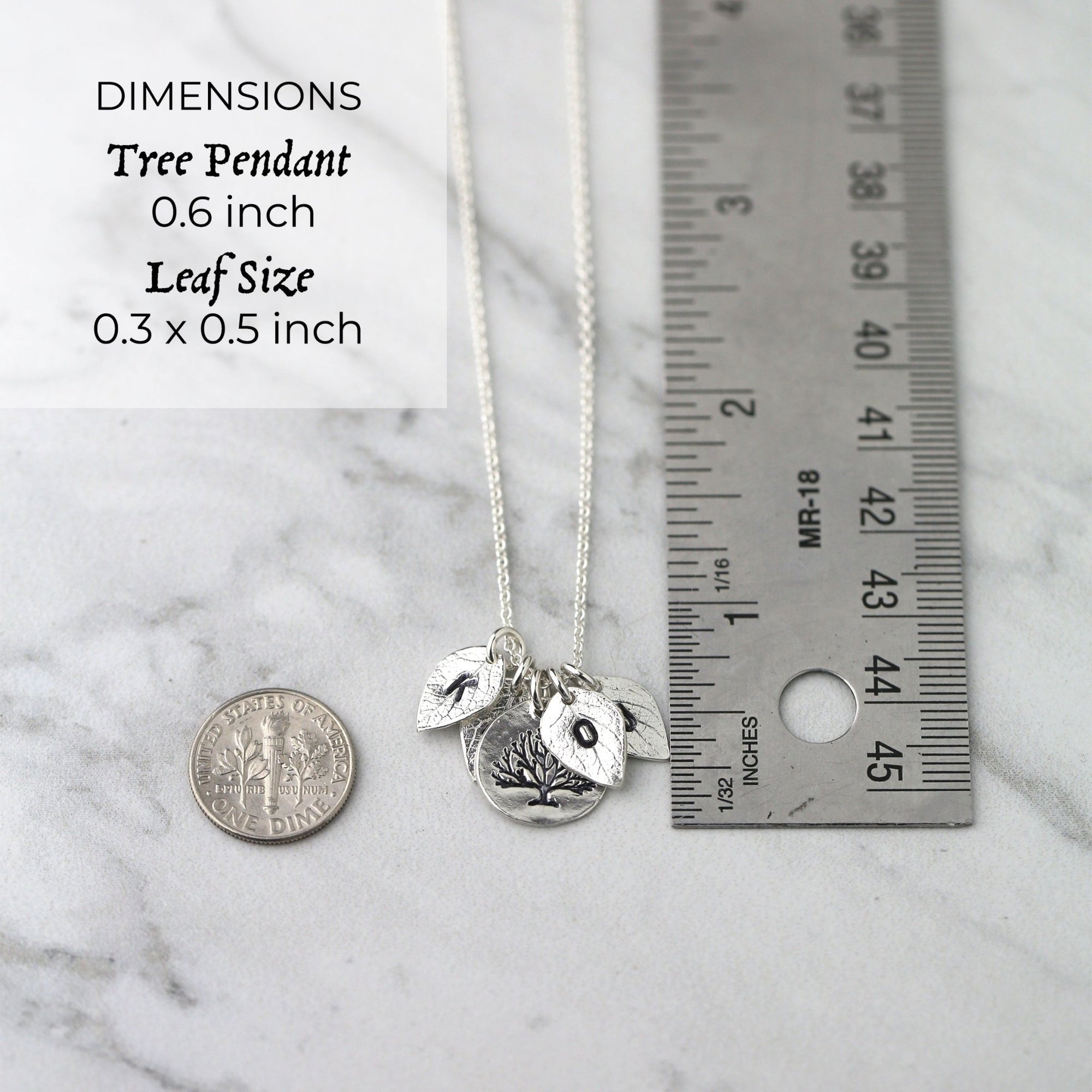 Family Tree Necklace with Initial Leaves jewelry handmade by Burnish
