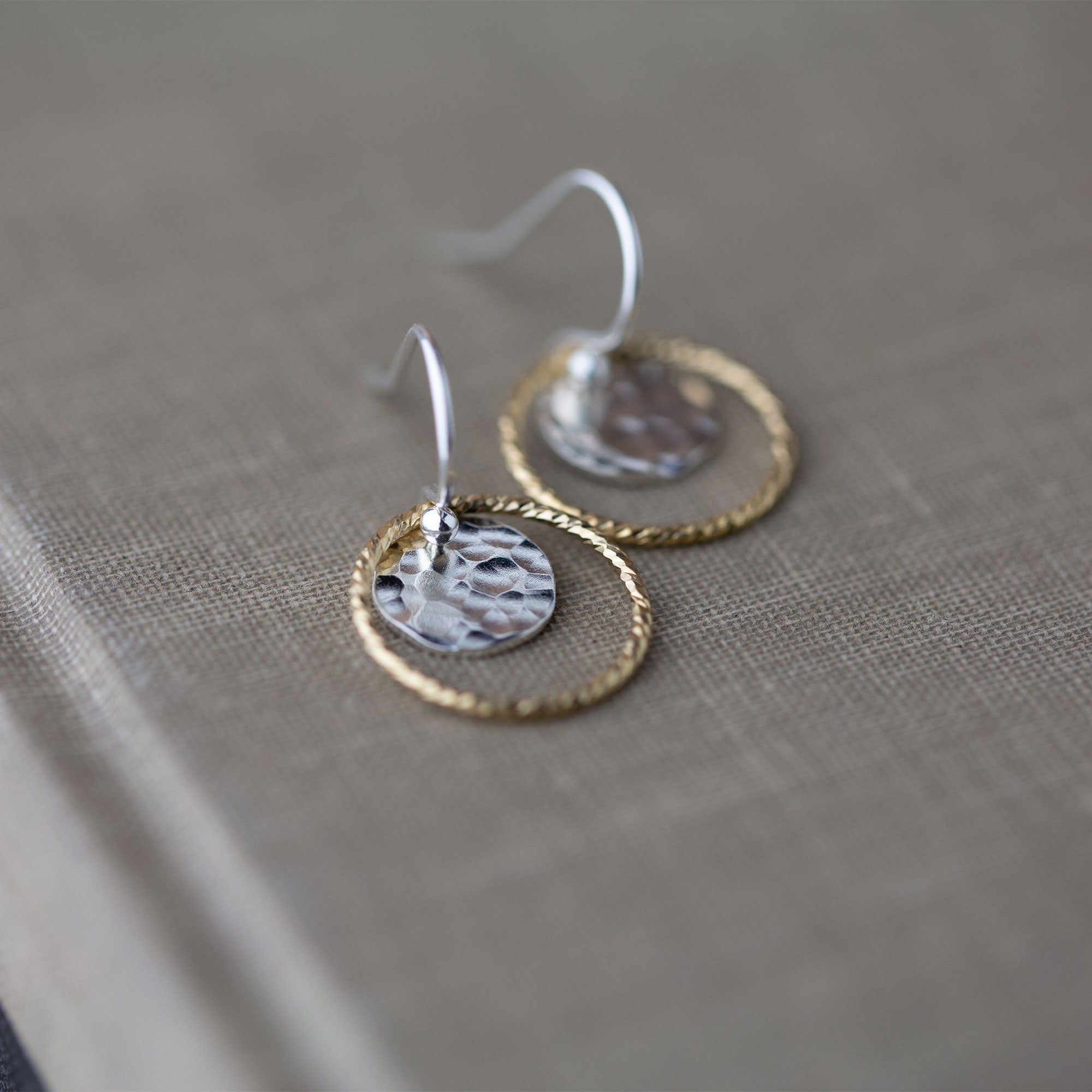 Gold and Silver Sparkle Circle Earrings
