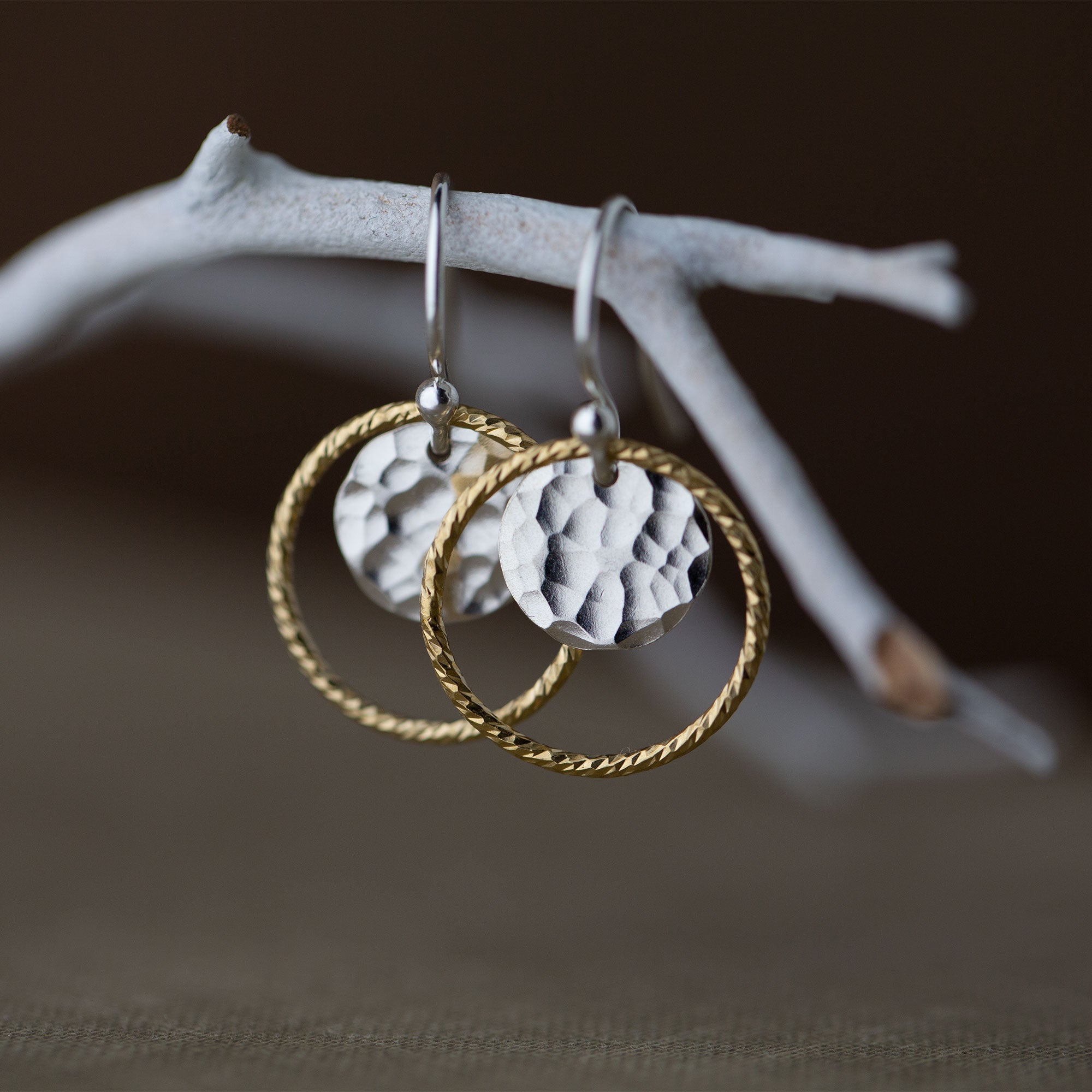 Gold and Silver Sparkle Circle Earrings