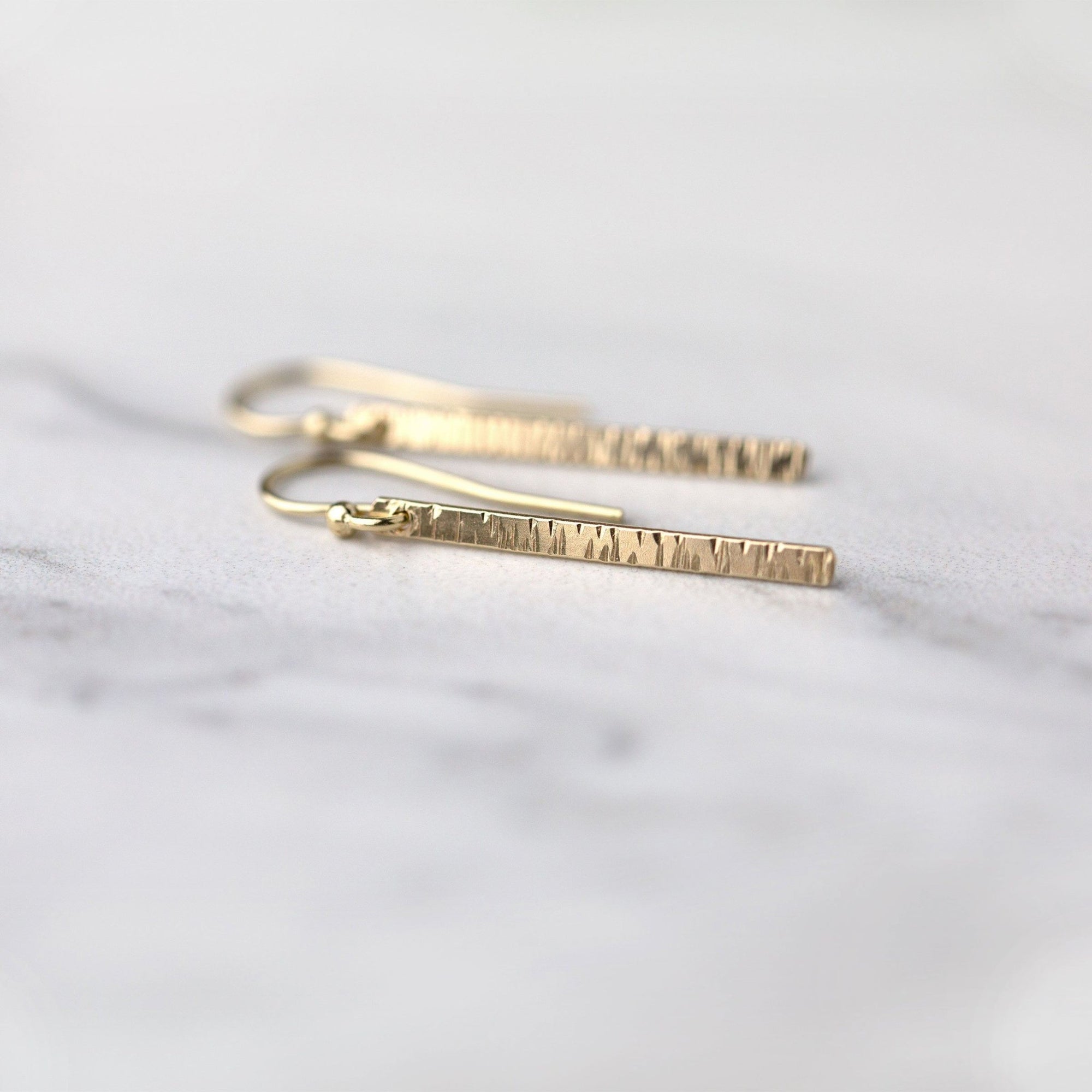 Gold Birch Bar Earrings - Handmade Jewelry by Burnish