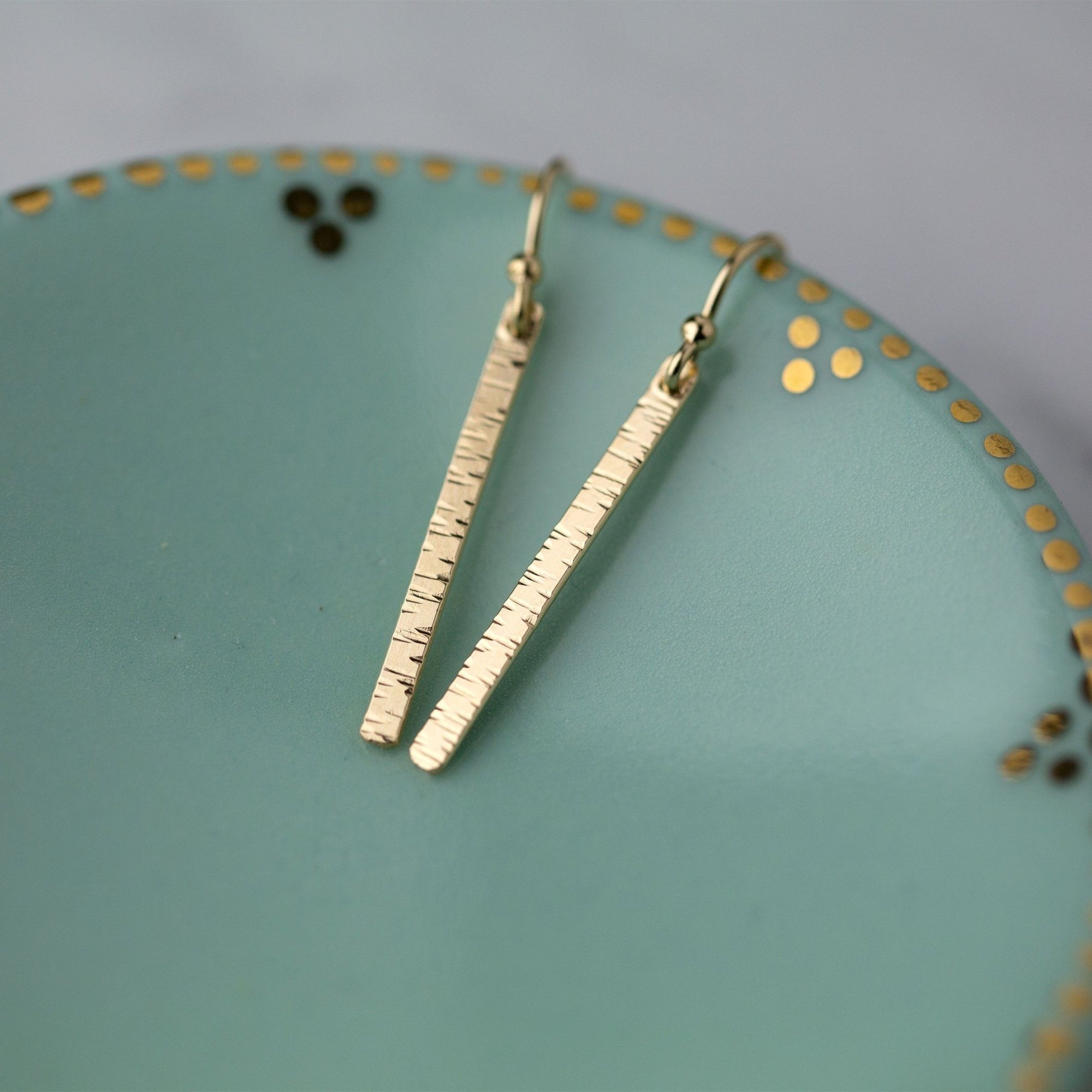 Gold Birch Bar Earrings - Handmade Jewelry by Burnish