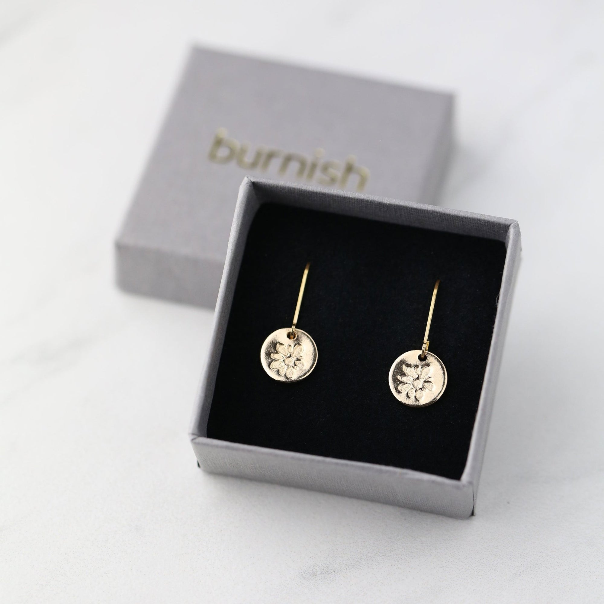 Gold Blossom Tiny Disc Earrings