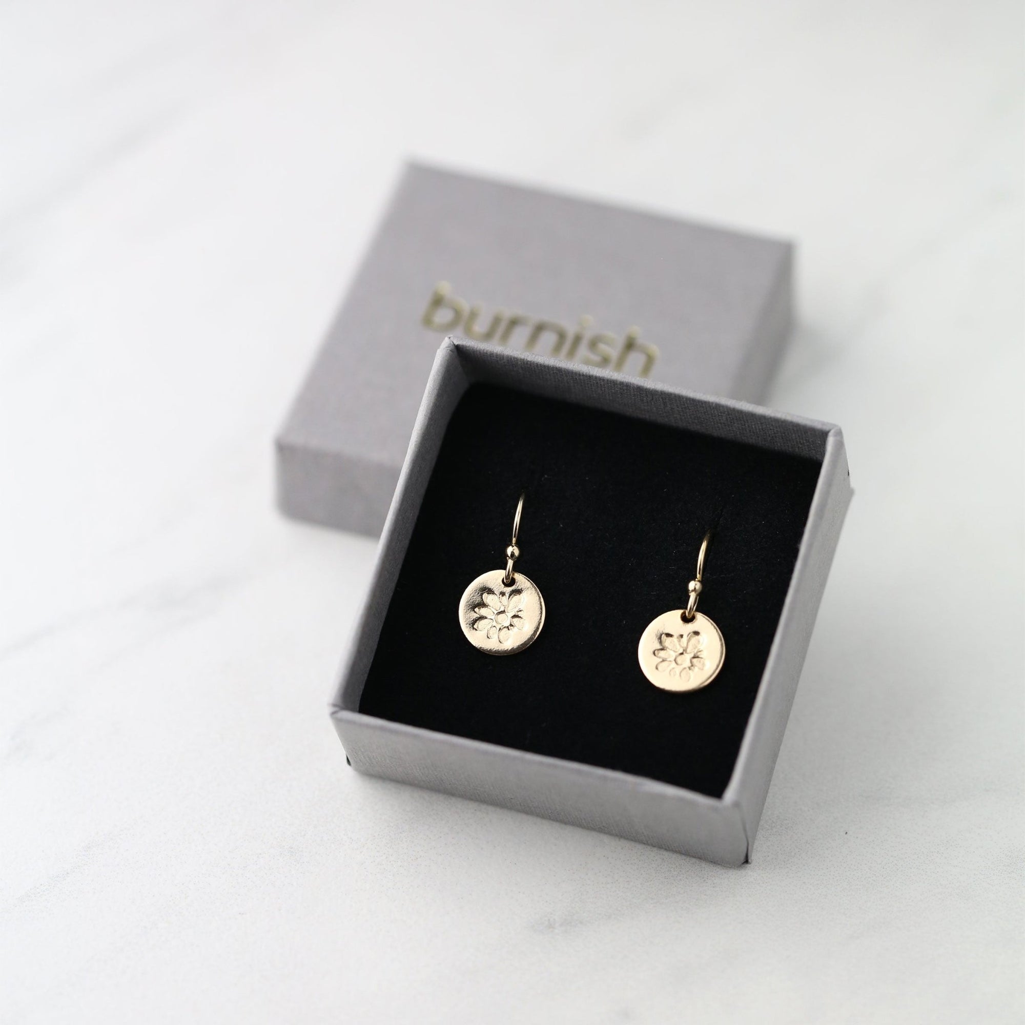 Gold Blossom Tiny Disc Earrings