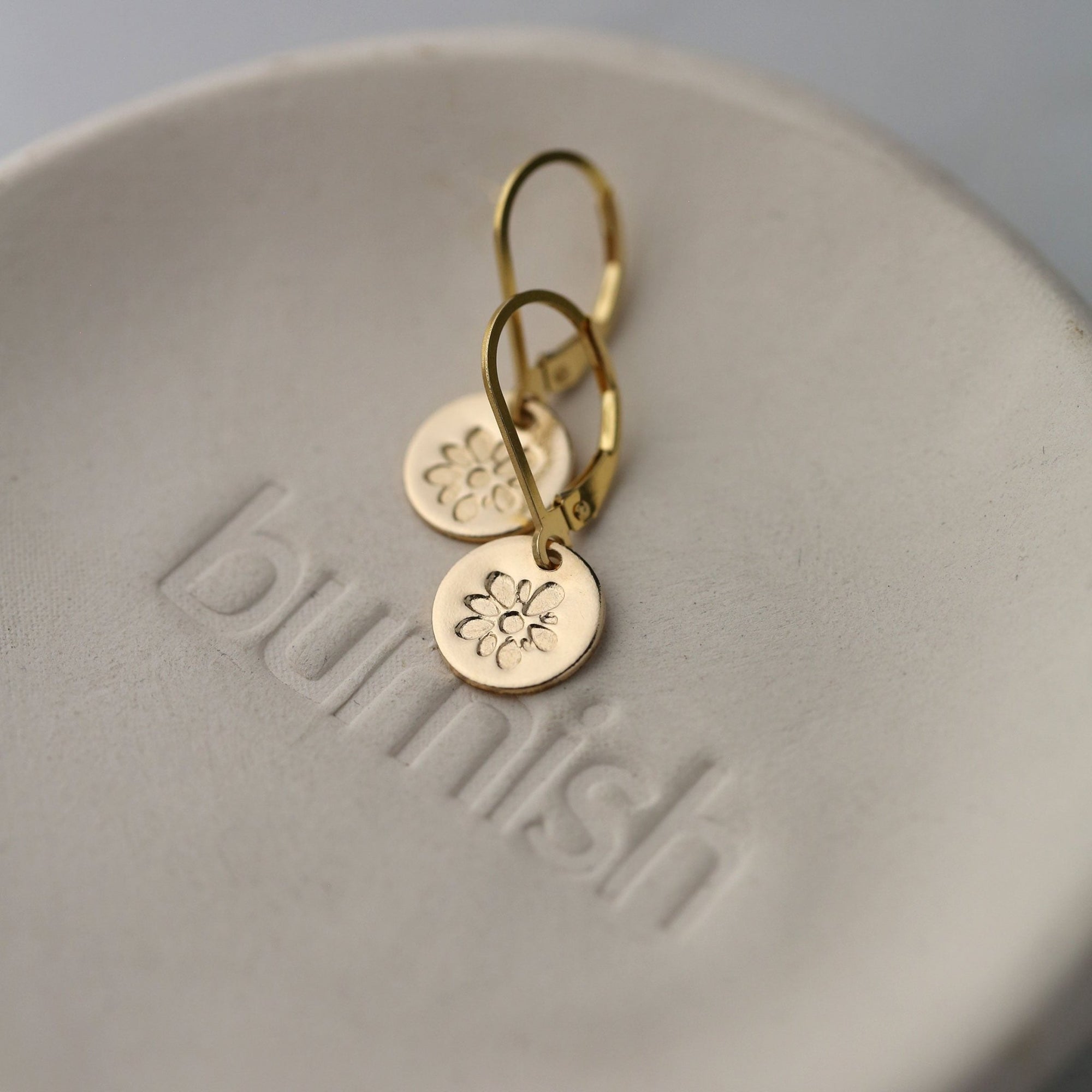 Gold Blossom Tiny Disc Earrings