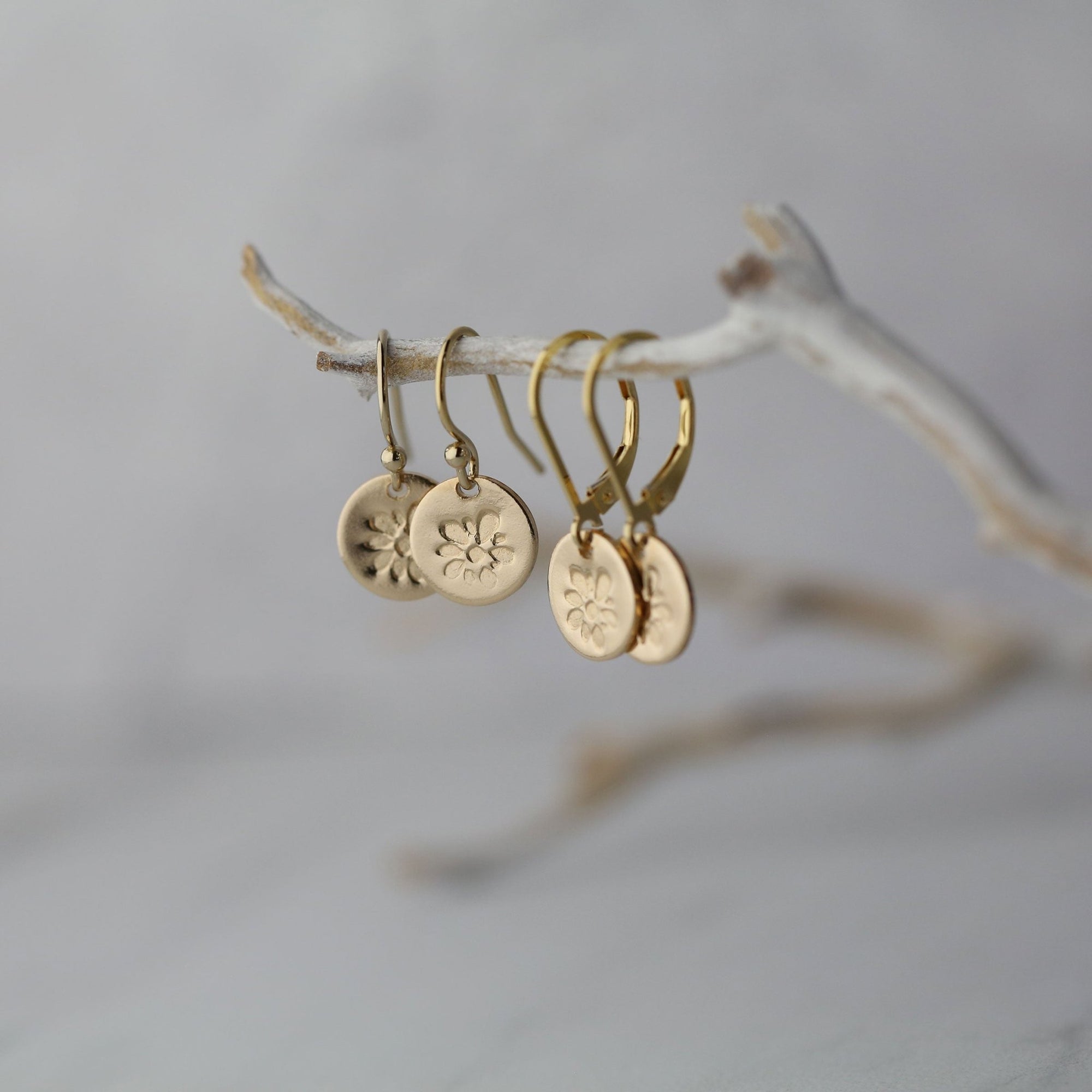 Gold Blossom Tiny Disc Earrings