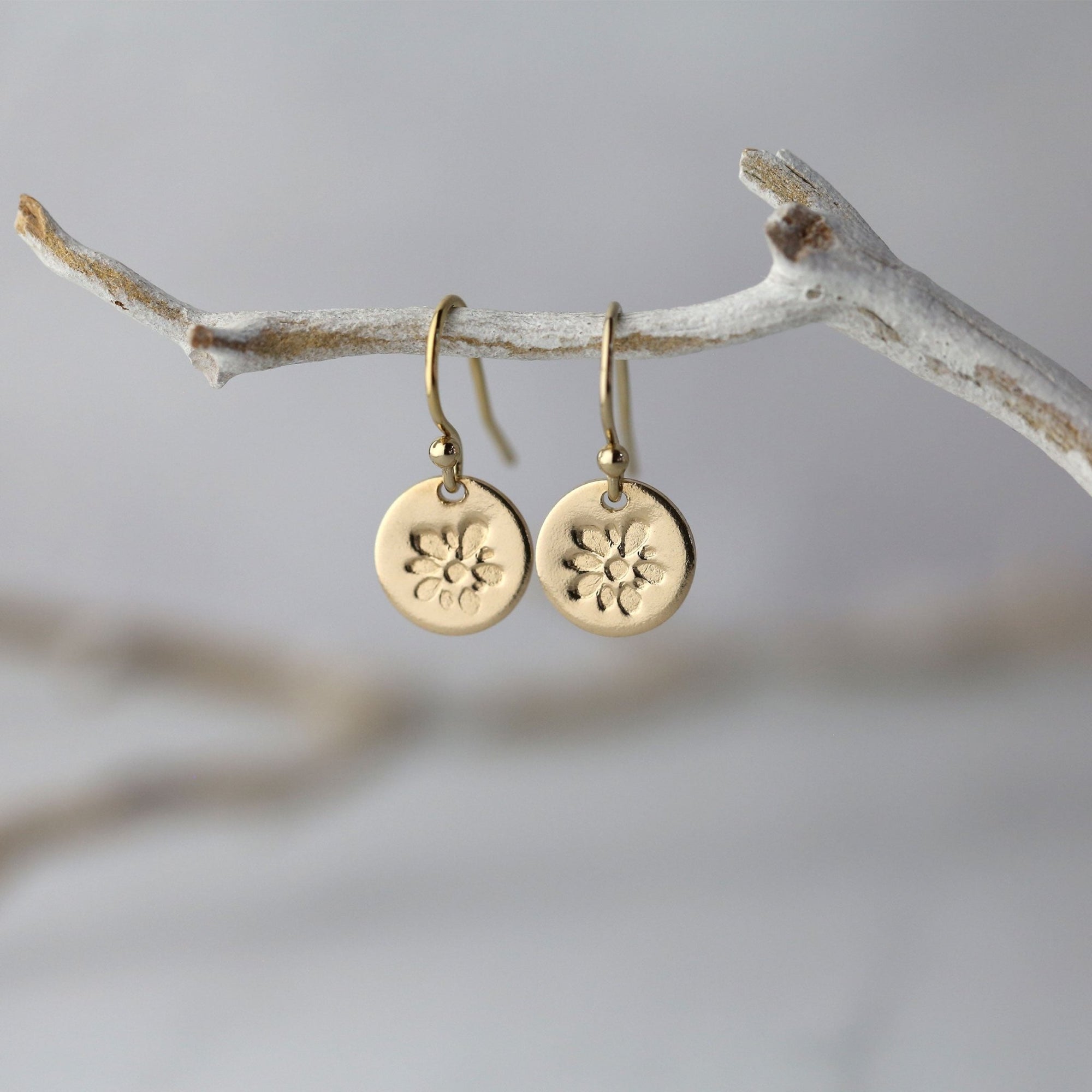 Gold Blossom Tiny Disc Earrings