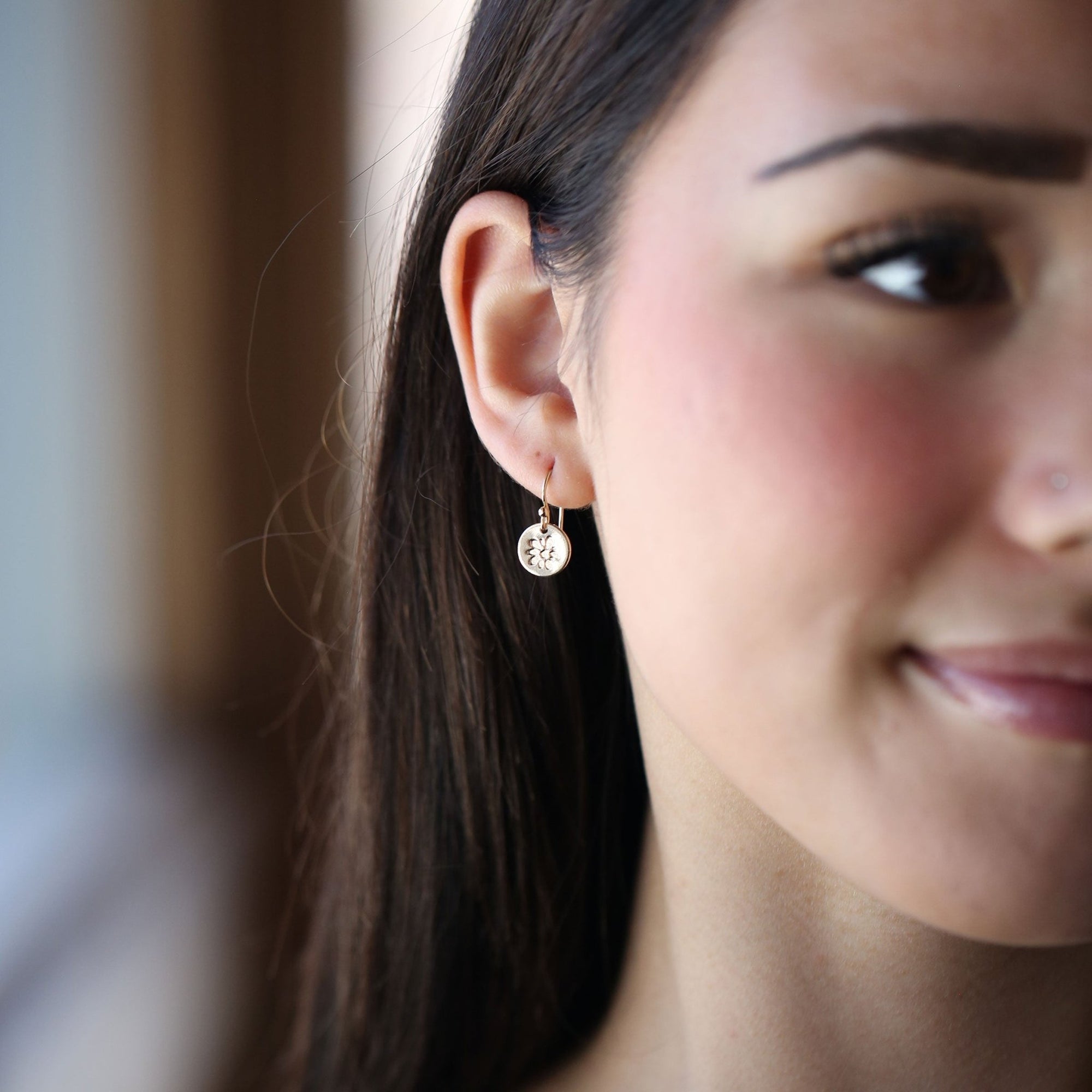 Gold Blossom Tiny Disc Earrings