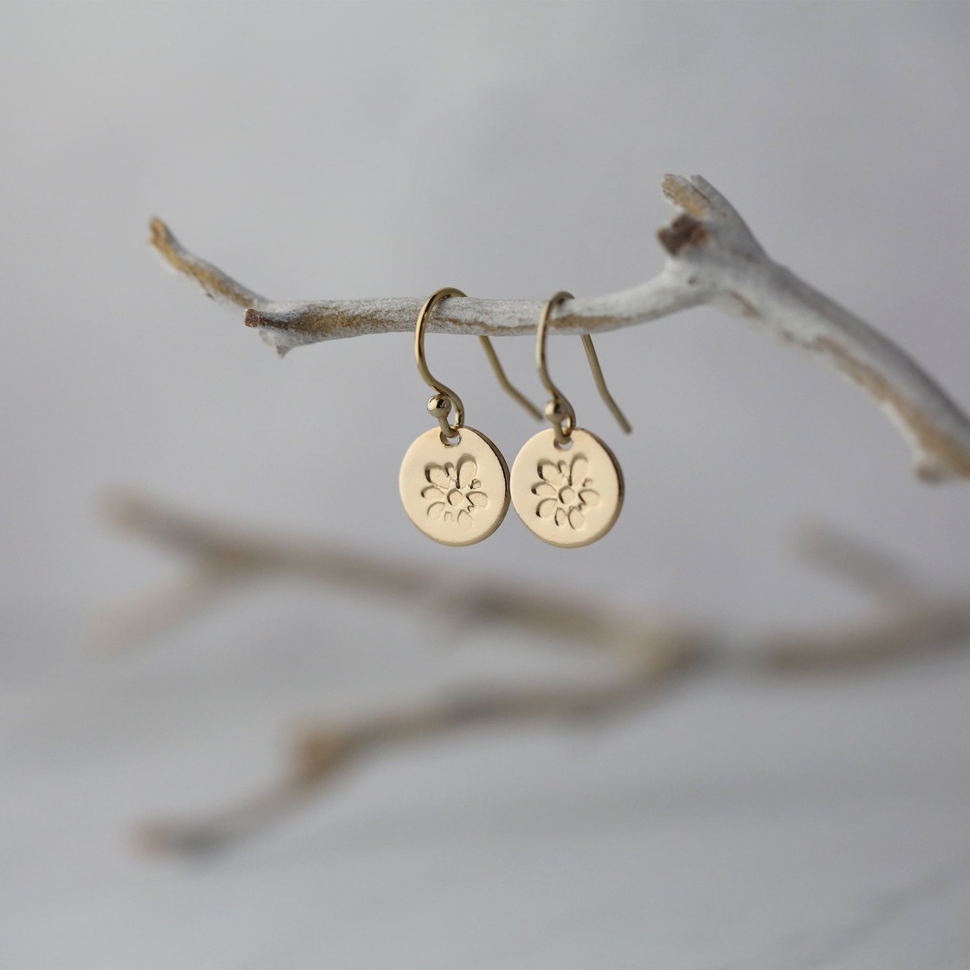 Gold Blossom Tiny Disc Earrings