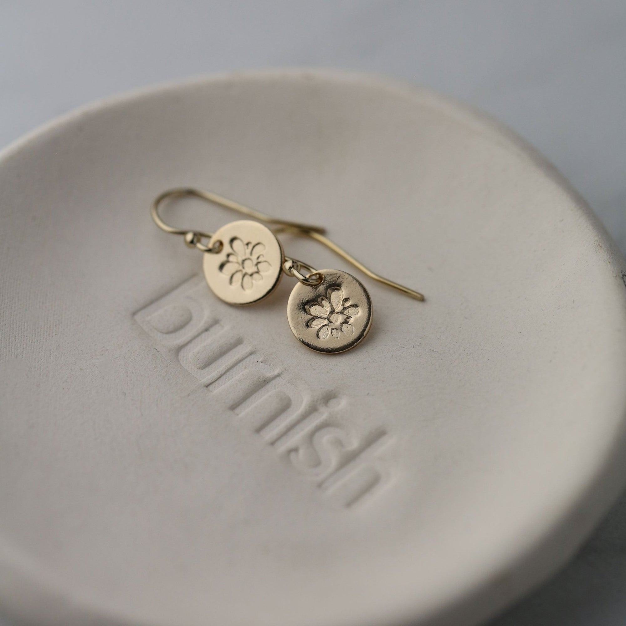 Gold Blossom Tiny Disc Earrings