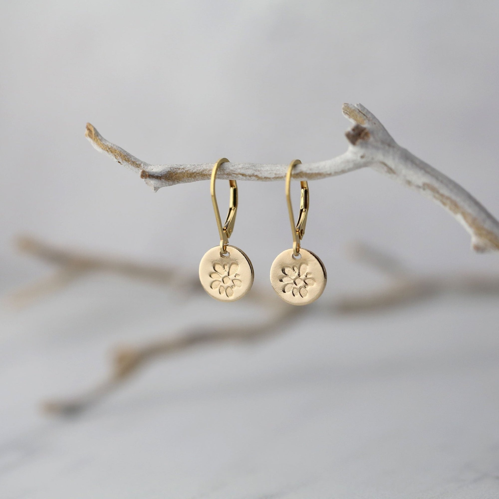 Gold Blossom Tiny Disc Earrings