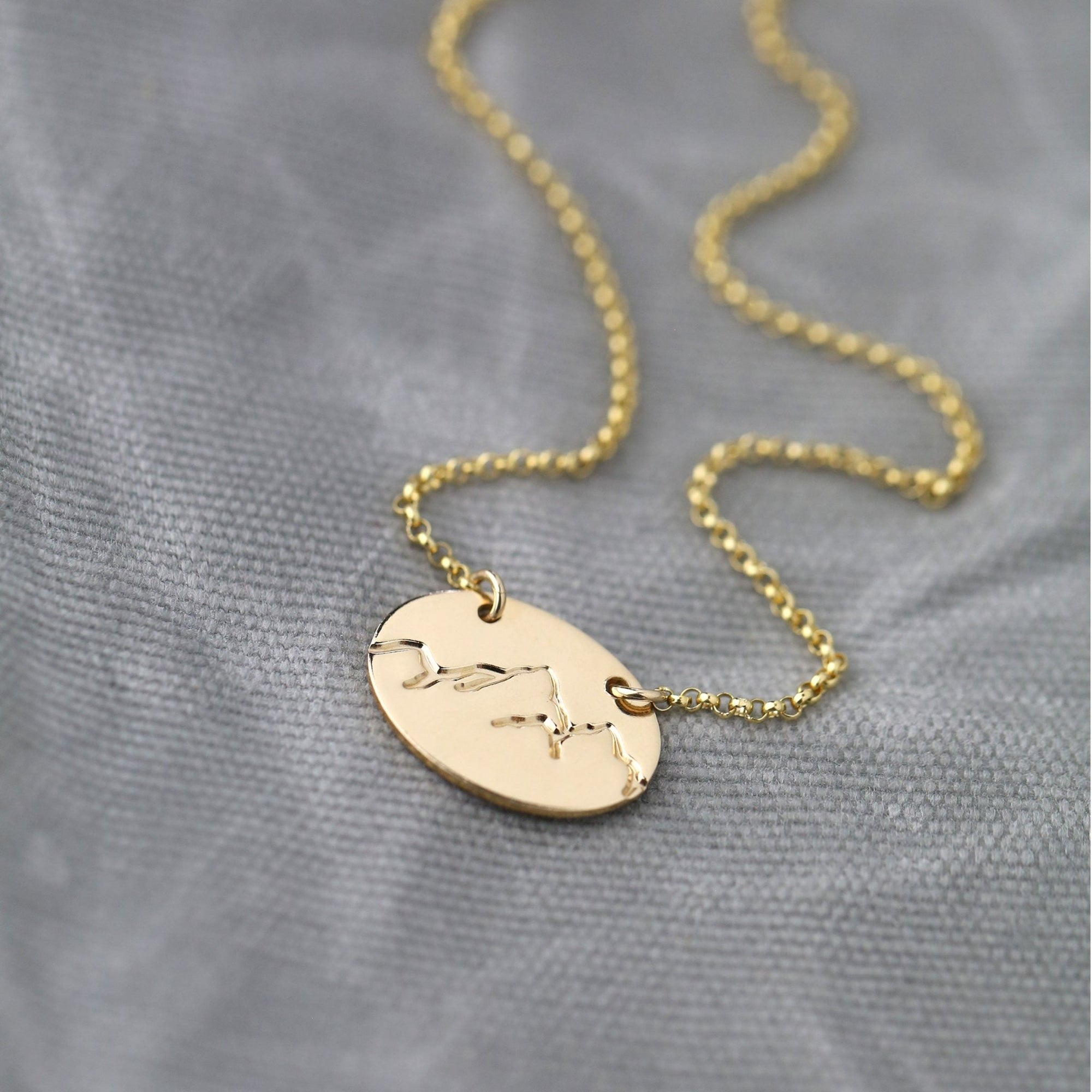 Gold Hand Stamped Mountain Necklace handmade by Burnish