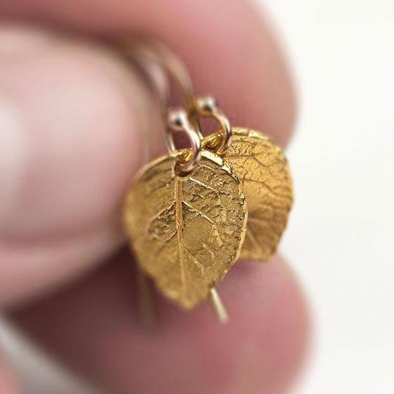 Gold Leaf Earrings jewelry handmade by Burnish