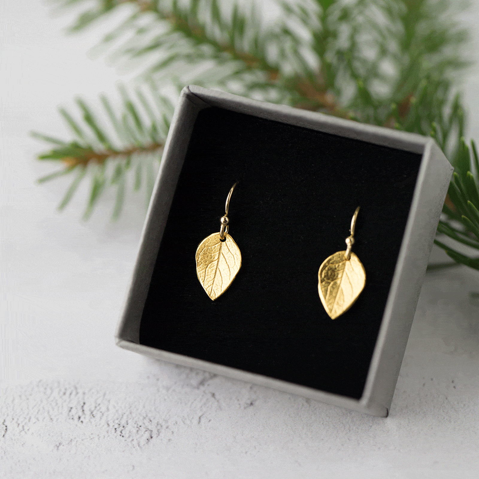 Gold Leaf Earrings jewelry handmade by Burnish