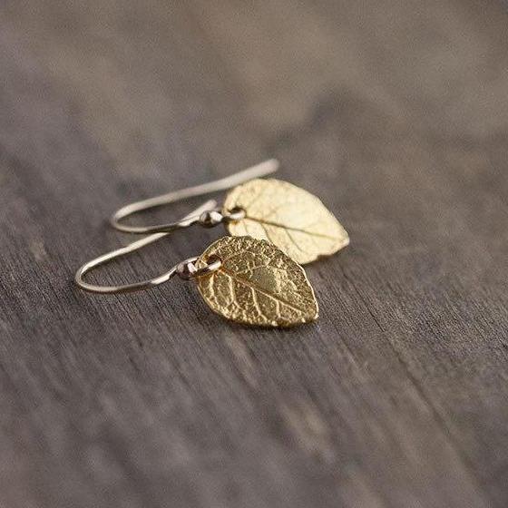 Gold Leaf Earrings jewelry handmade by Burnish