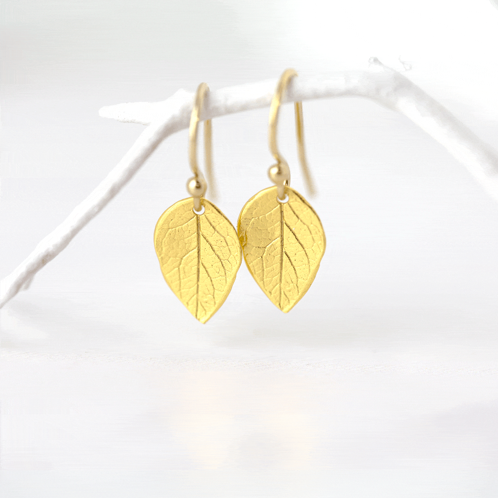 Gold Leaf Earrings jewelry handmade by Burnish