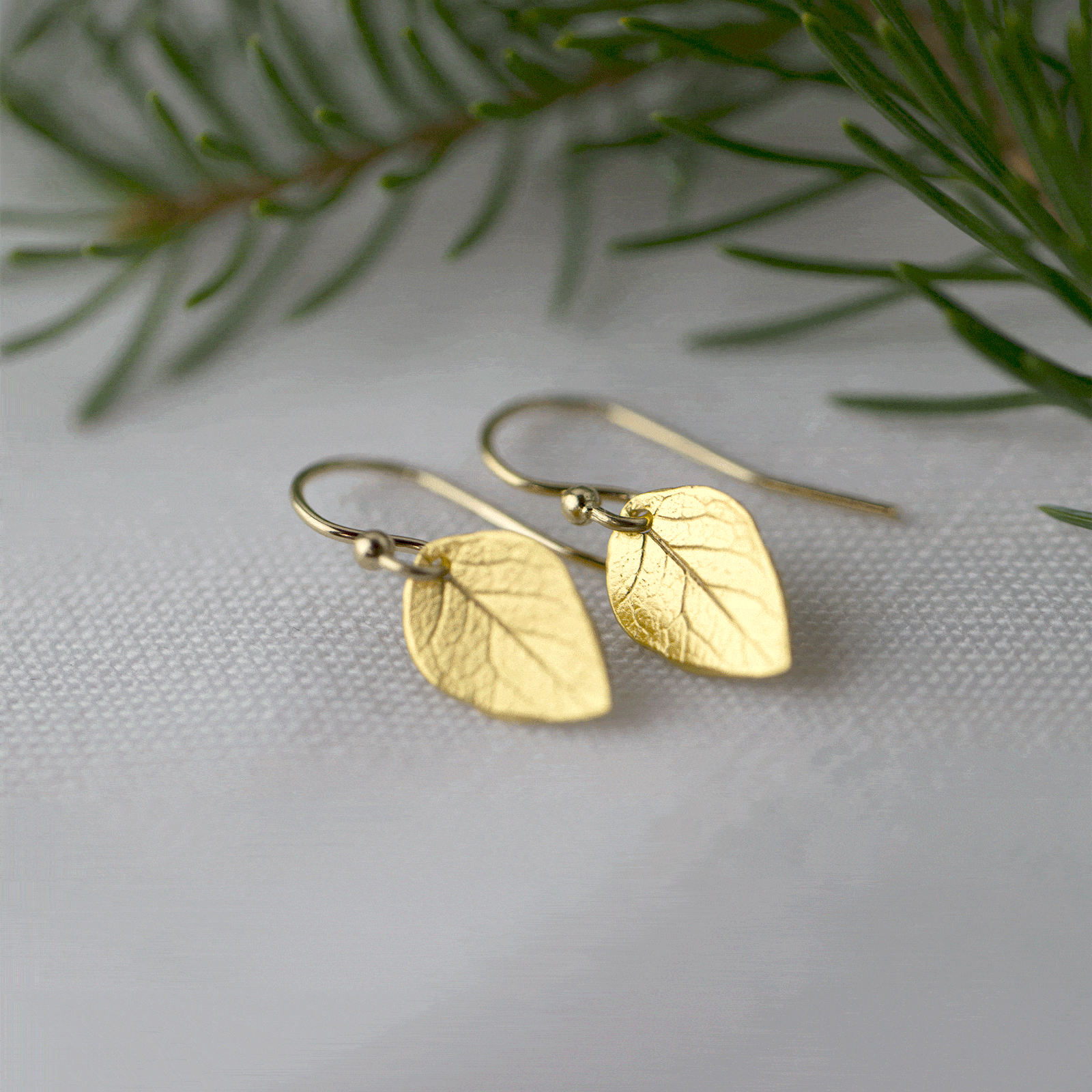 Gold Leaf Earrings jewelry handmade by Burnish