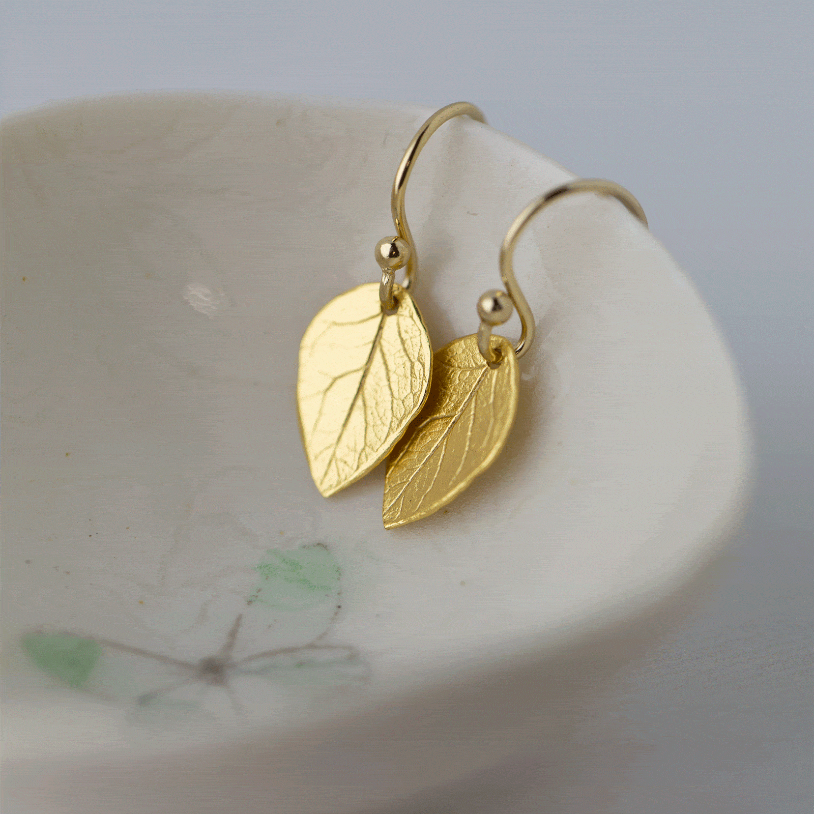 Gold Leaf Earrings jewelry handmade by Burnish