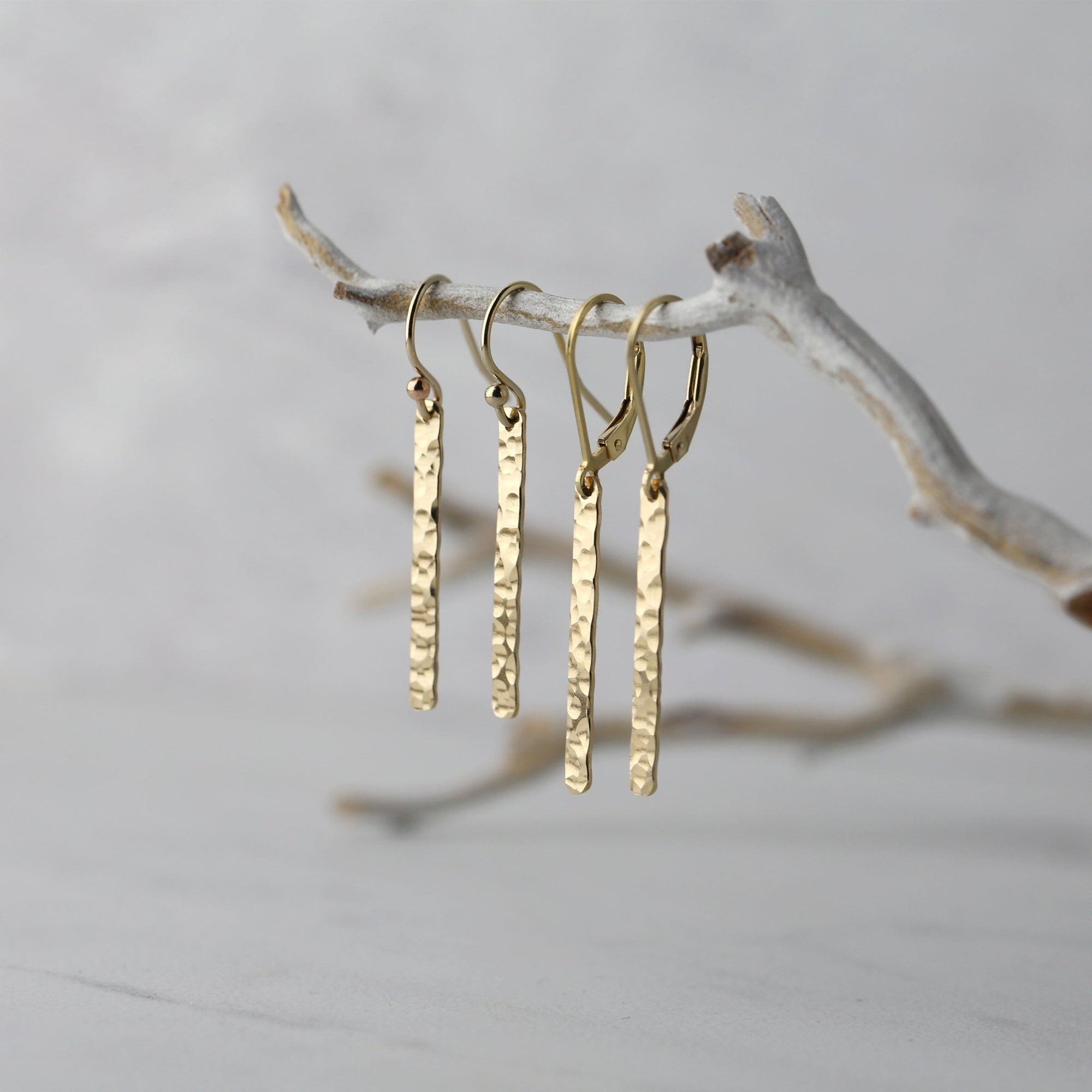 Gold Slim Bar Earrings jewelry handmade by Burnish