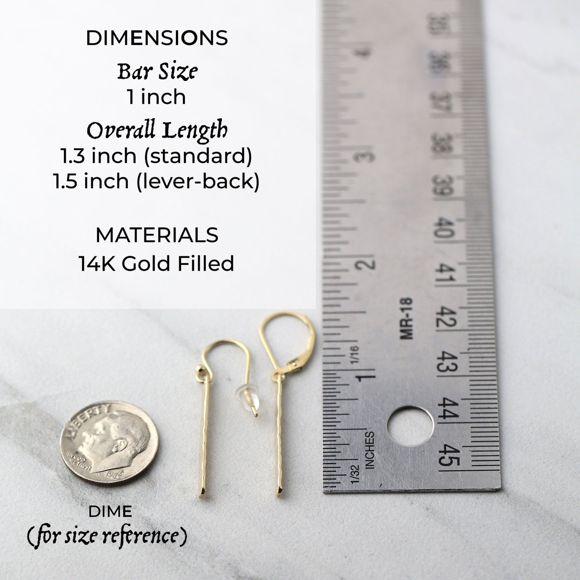 Gold Slim Bar Earrings jewelry handmade by Burnish