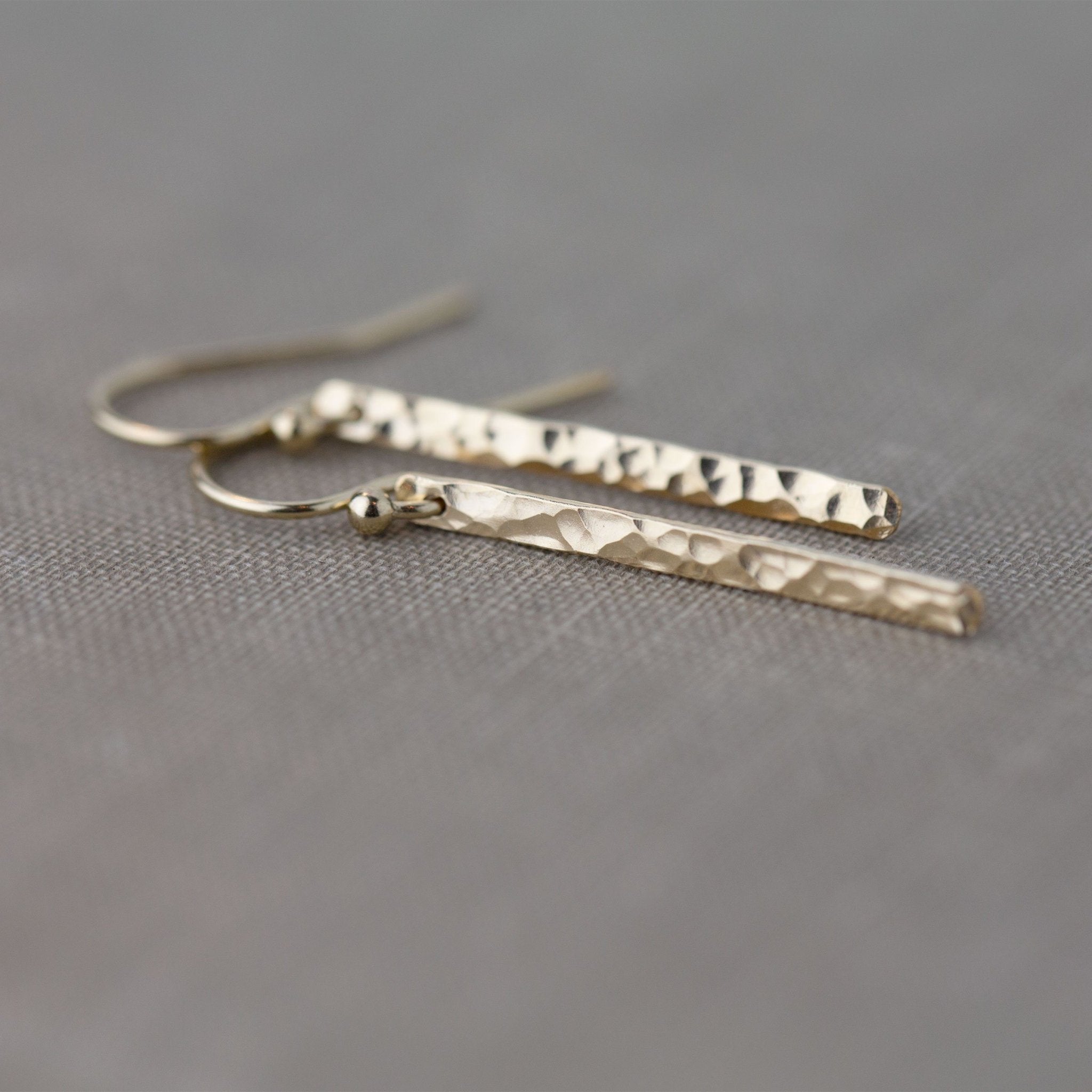 Gold Slim Bar Earrings - Handmade Jewelry by Burnish