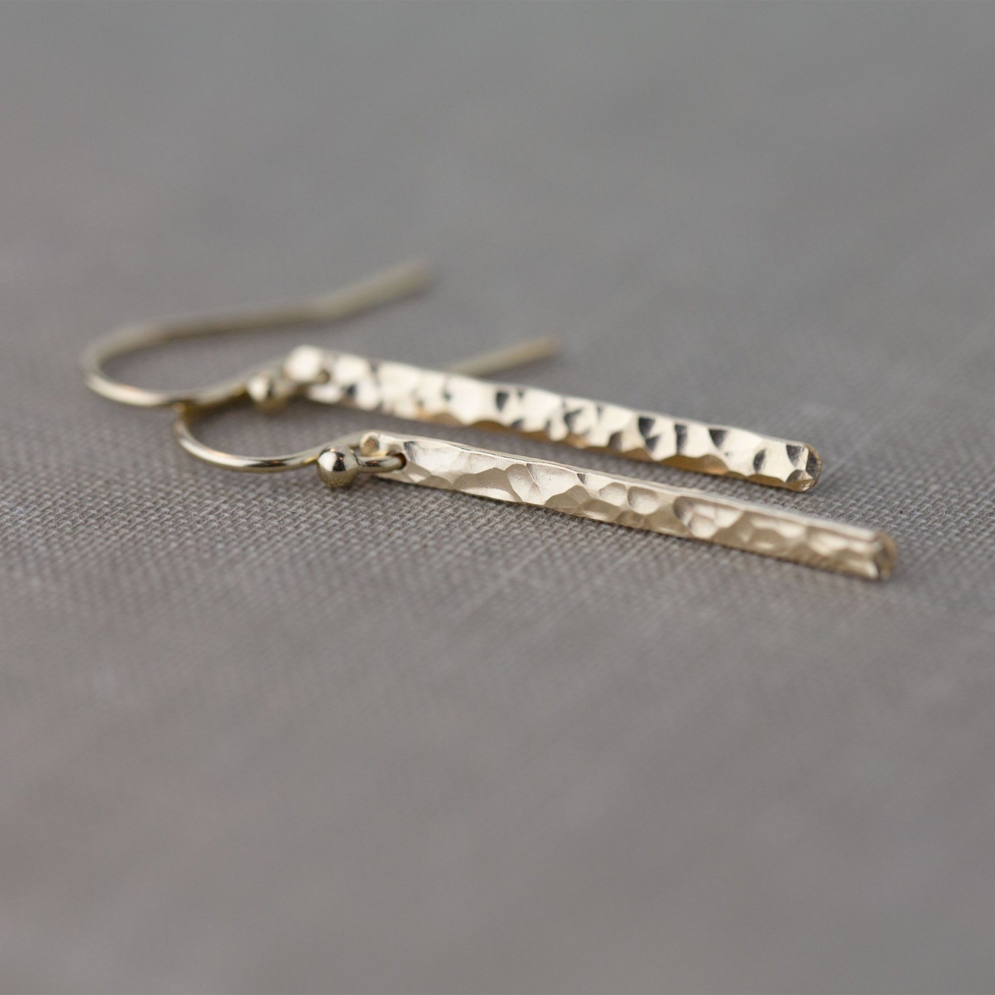 Gold Slim Bar Earrings jewelry handmade by Burnish