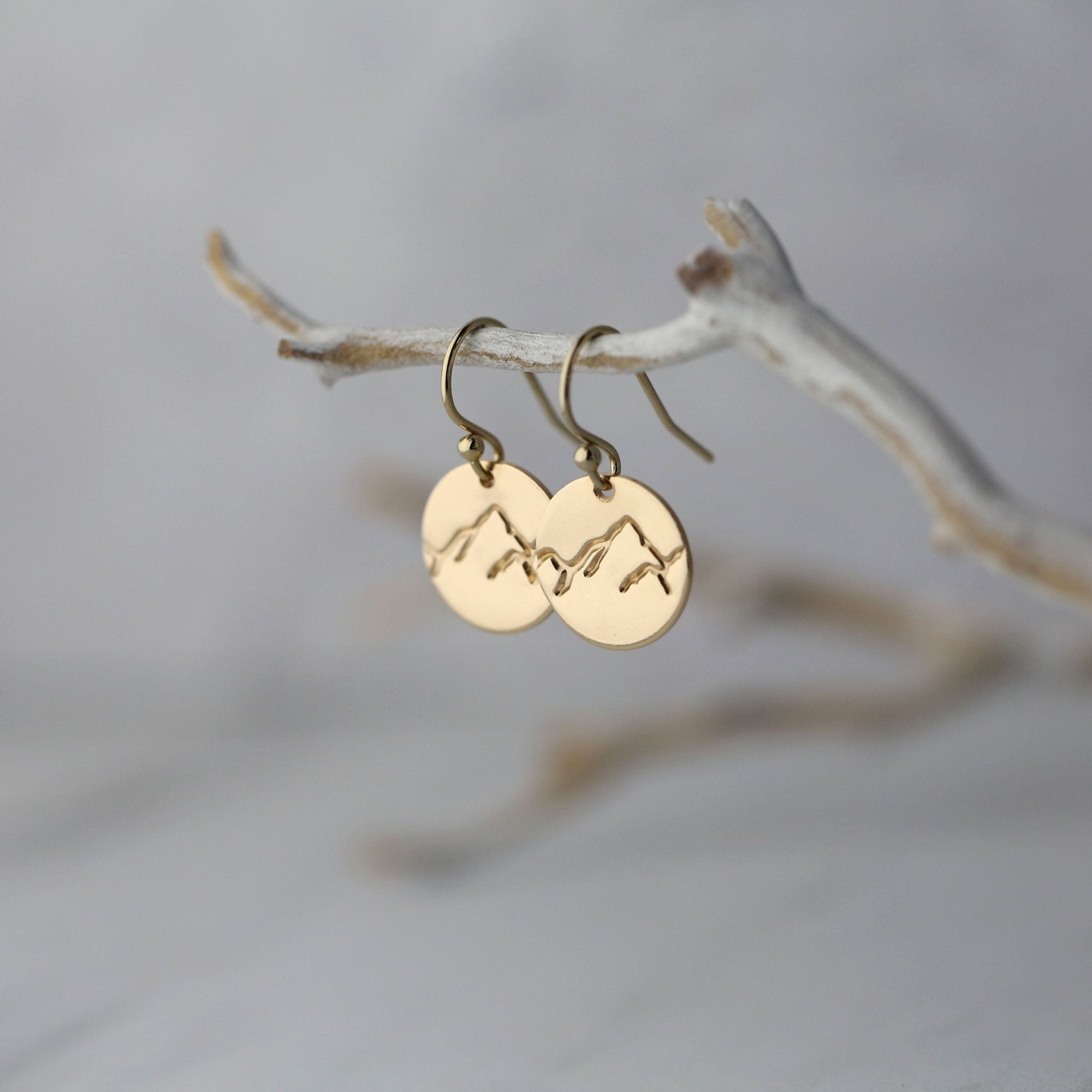 Gold Stamped Mountain Earrings