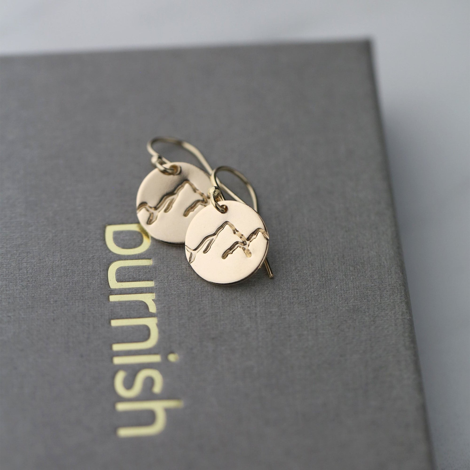 Gold Stamped Mountain Earrings