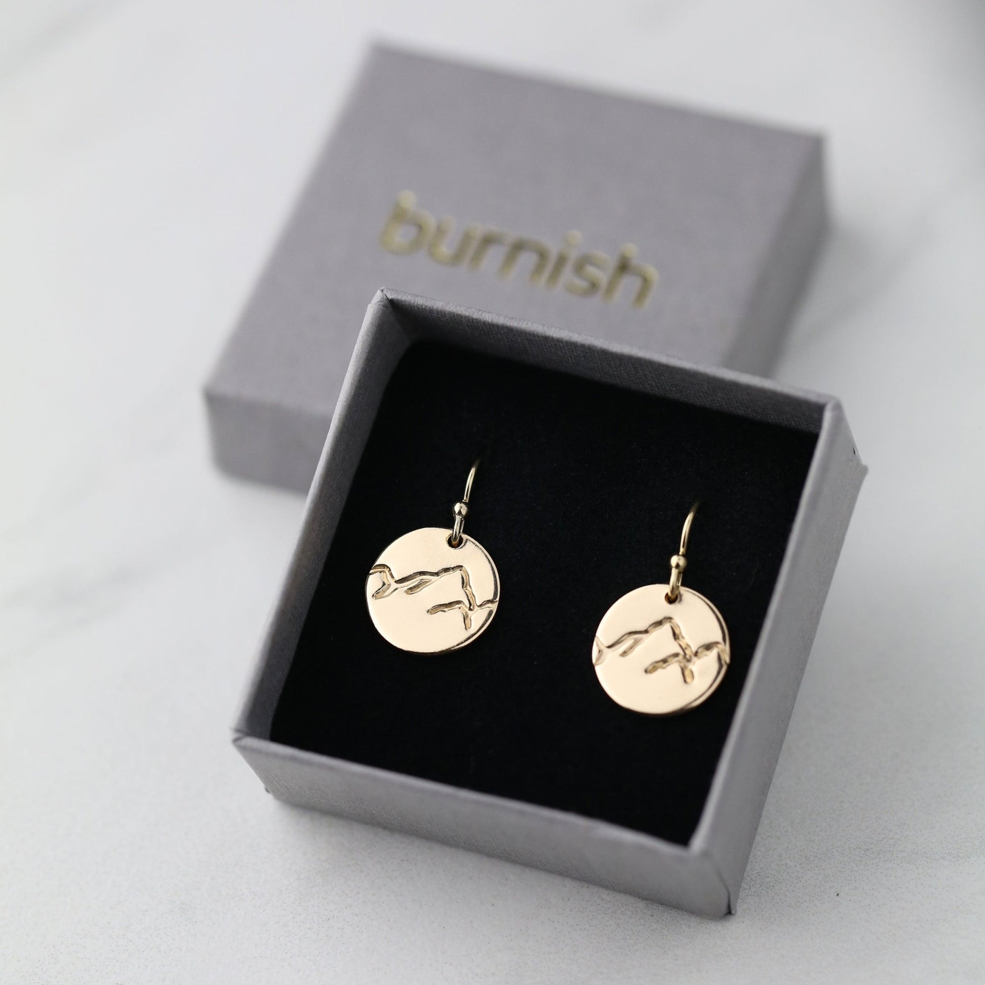 Gold Stamped Mountain Earrings