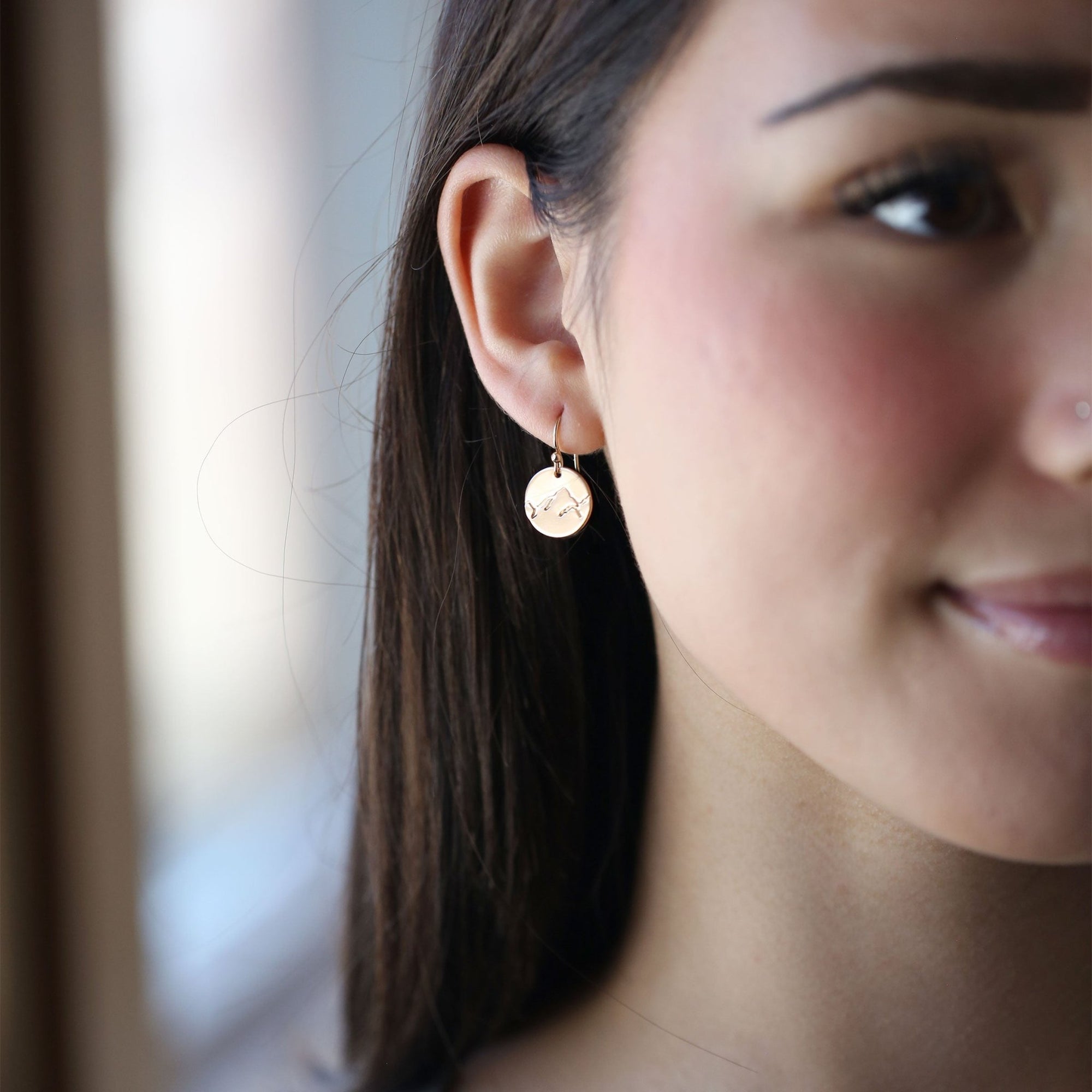 Gold Stamped Mountain Earrings