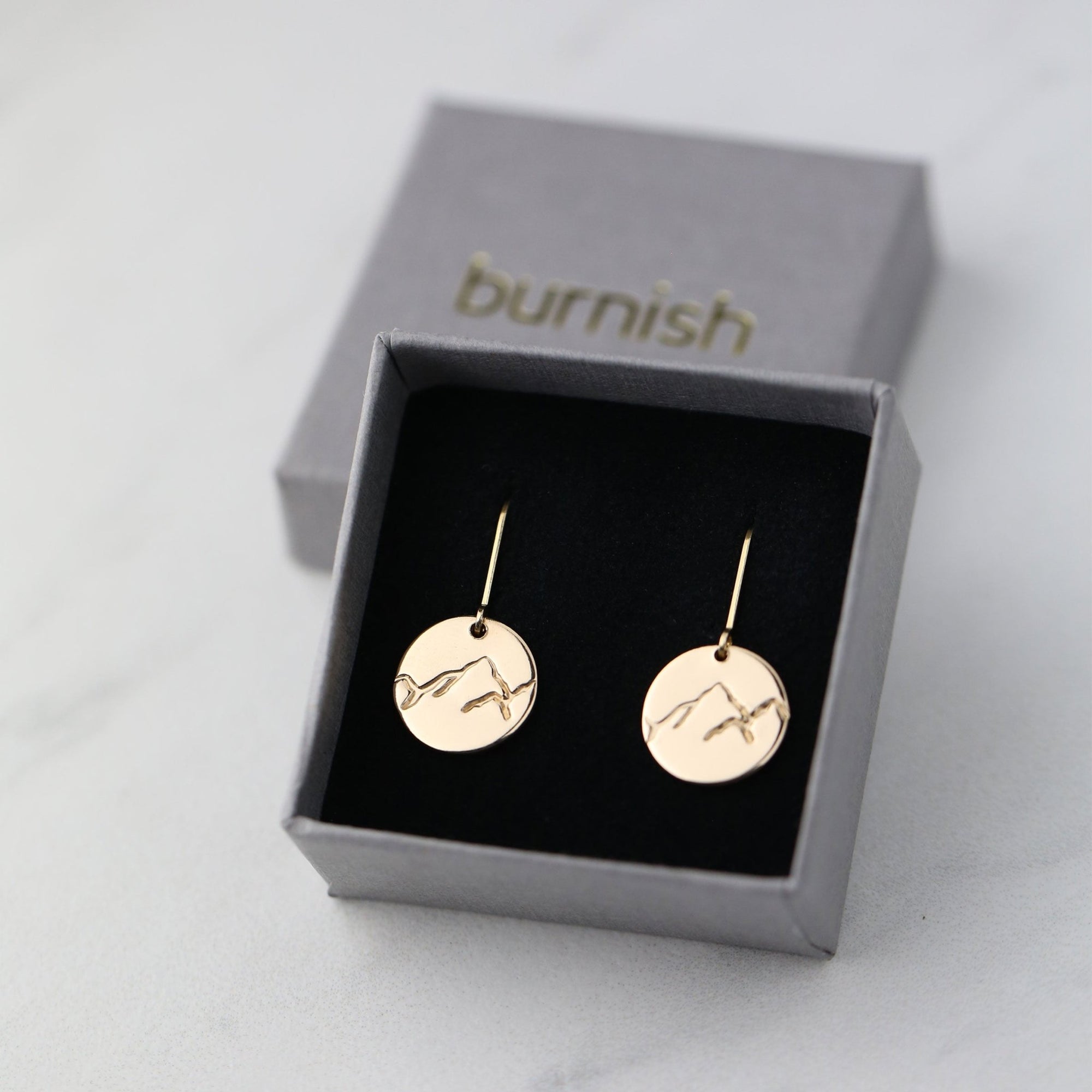 Gold Stamped Mountain Earrings