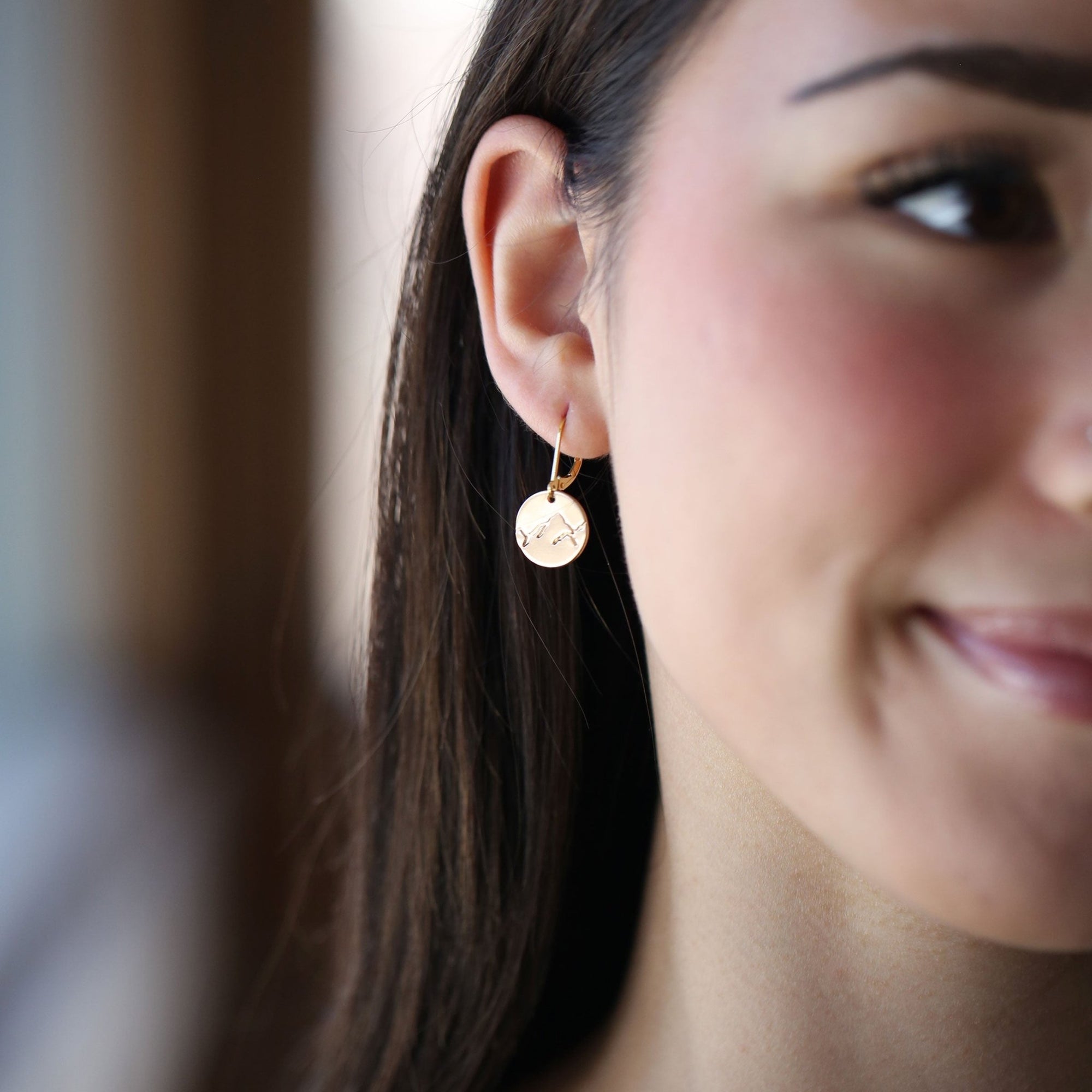 Gold Stamped Mountain Earrings