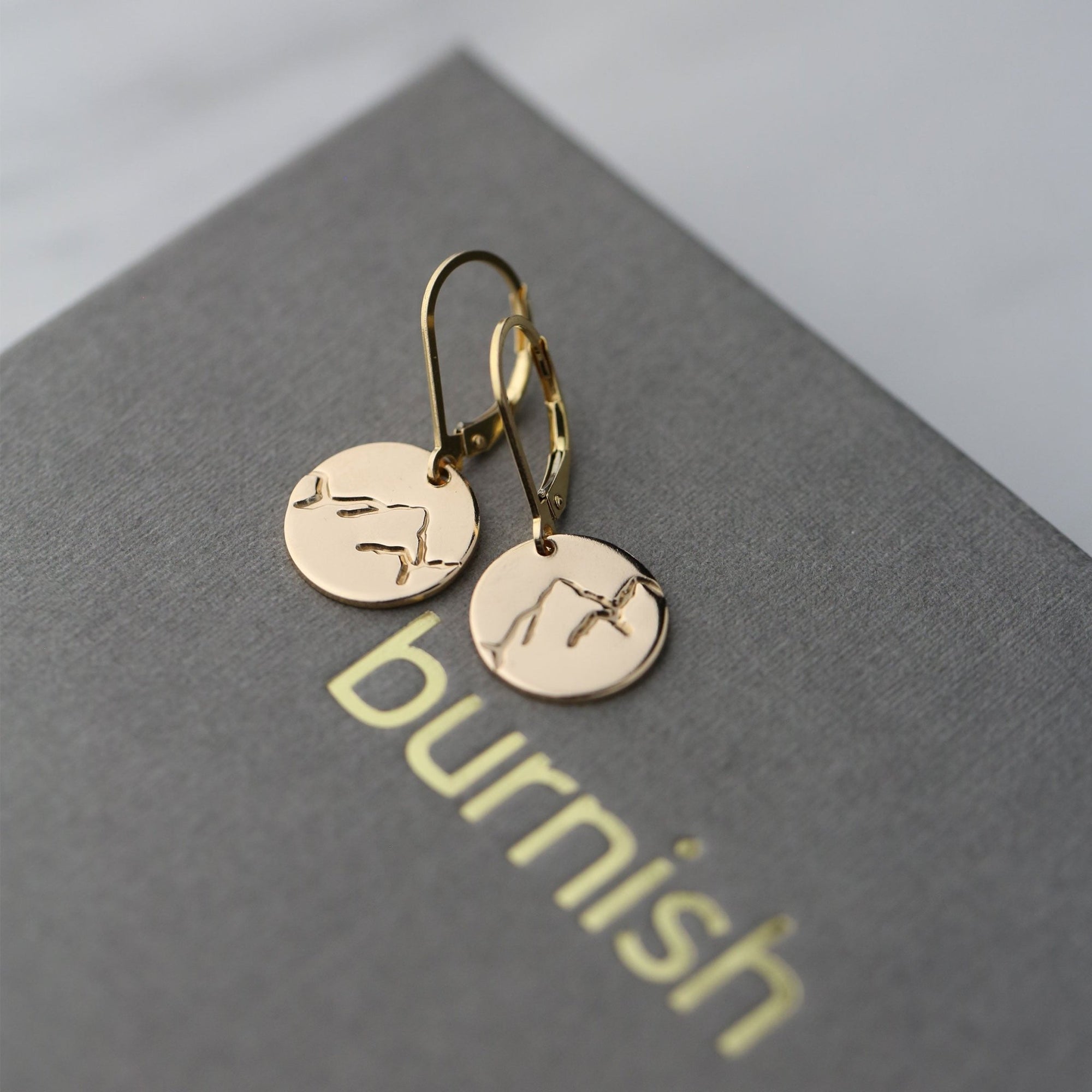 Gold Stamped Mountain Lever-back Earrings