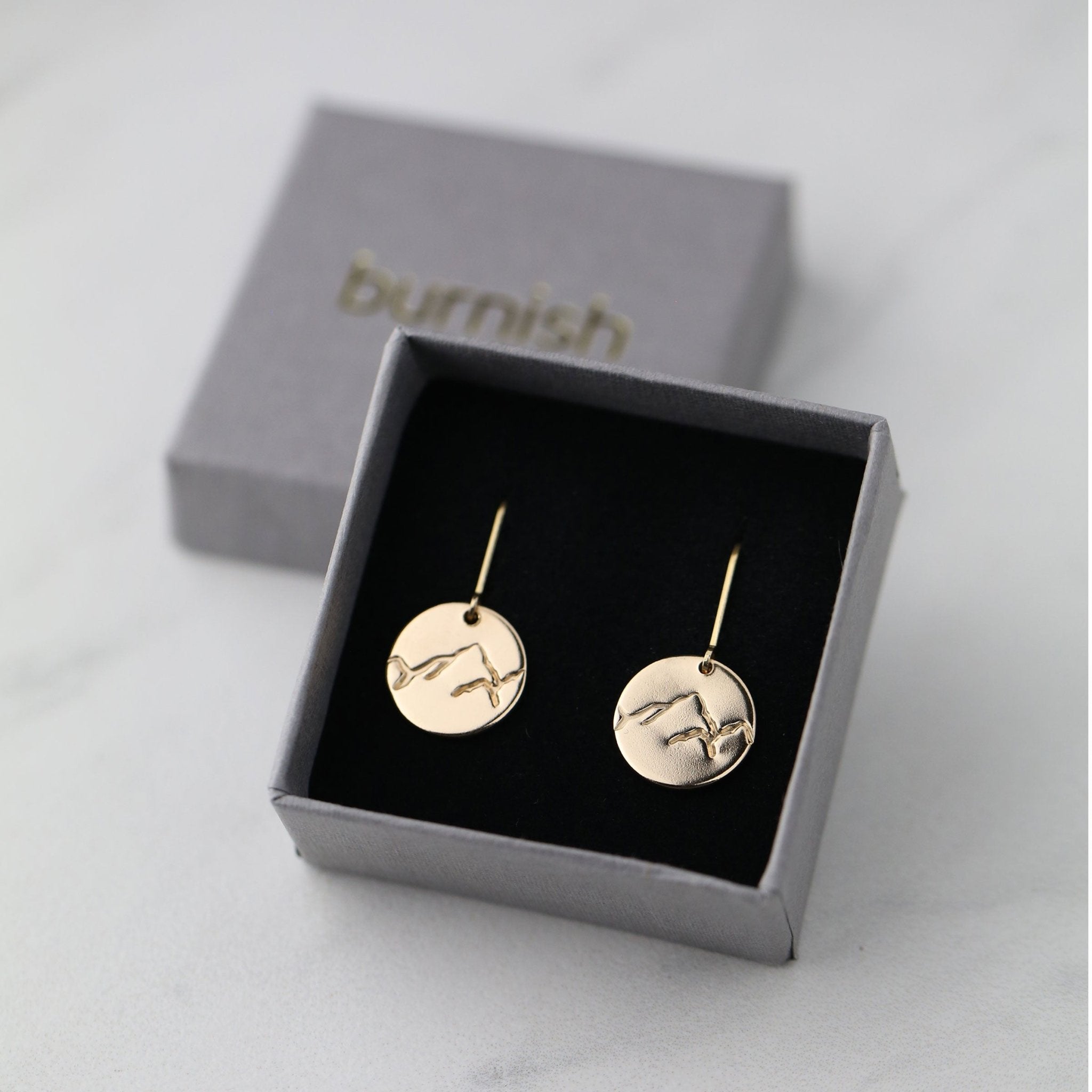 Gold Stamped Mountain Lever-back Earrings