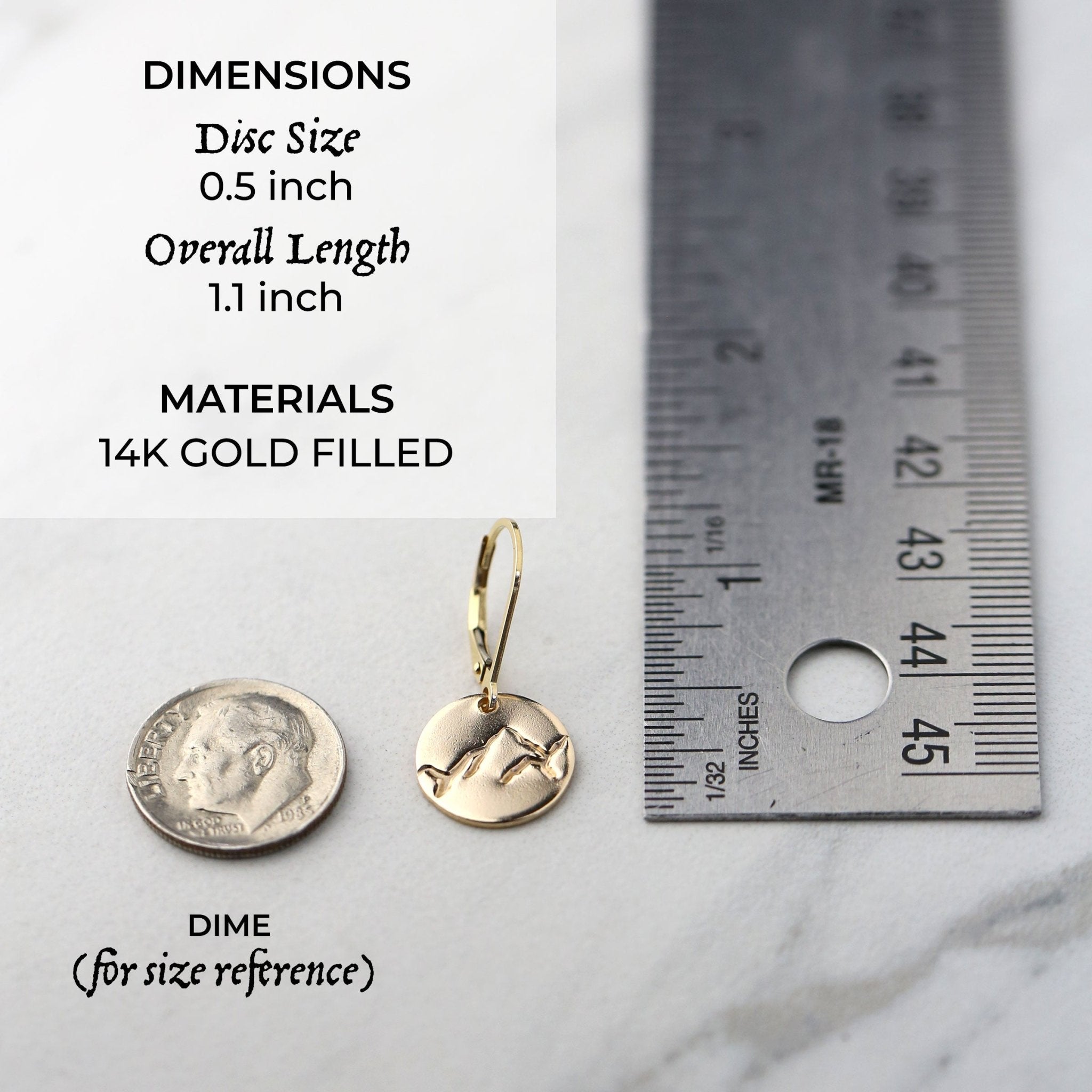 Gold Stamped Mountain Lever-back Earrings