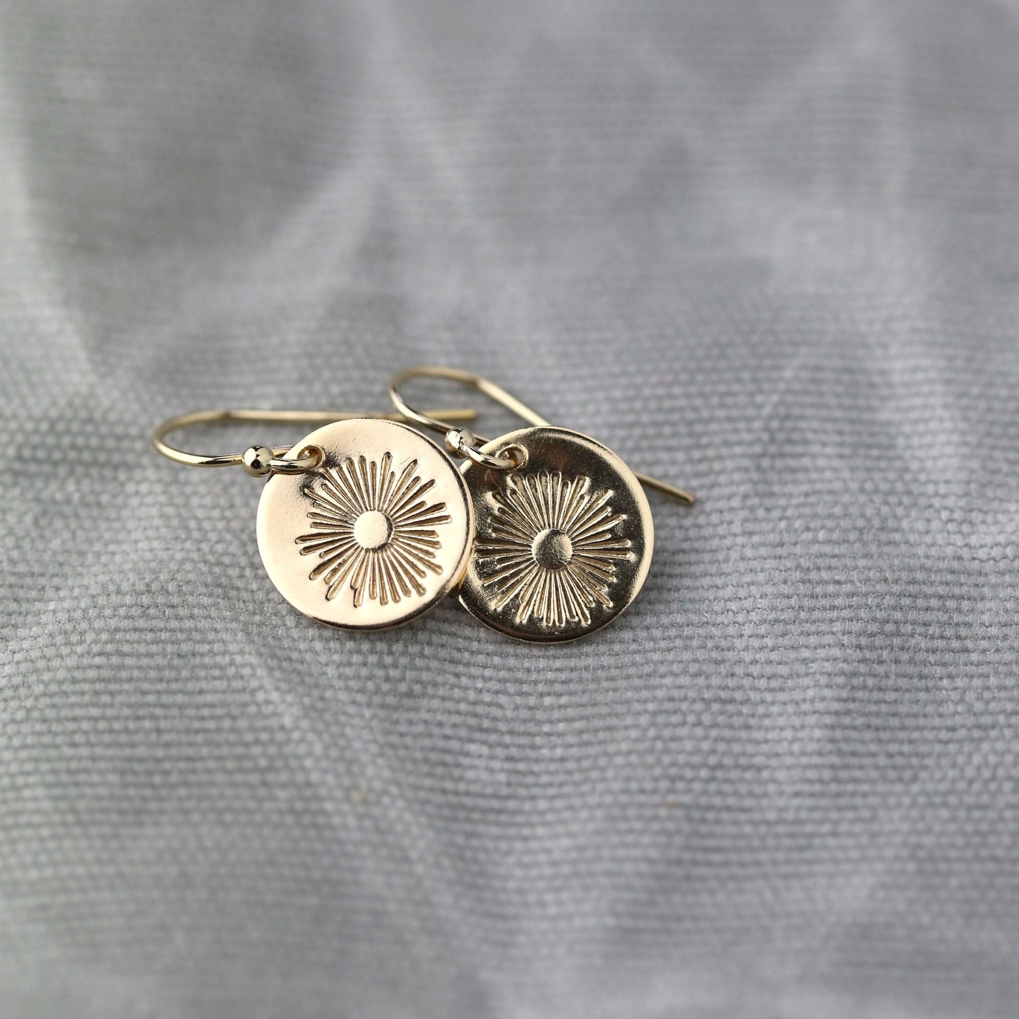Gold Stamped Sunburst Earrings jewelry handmade by Burnish