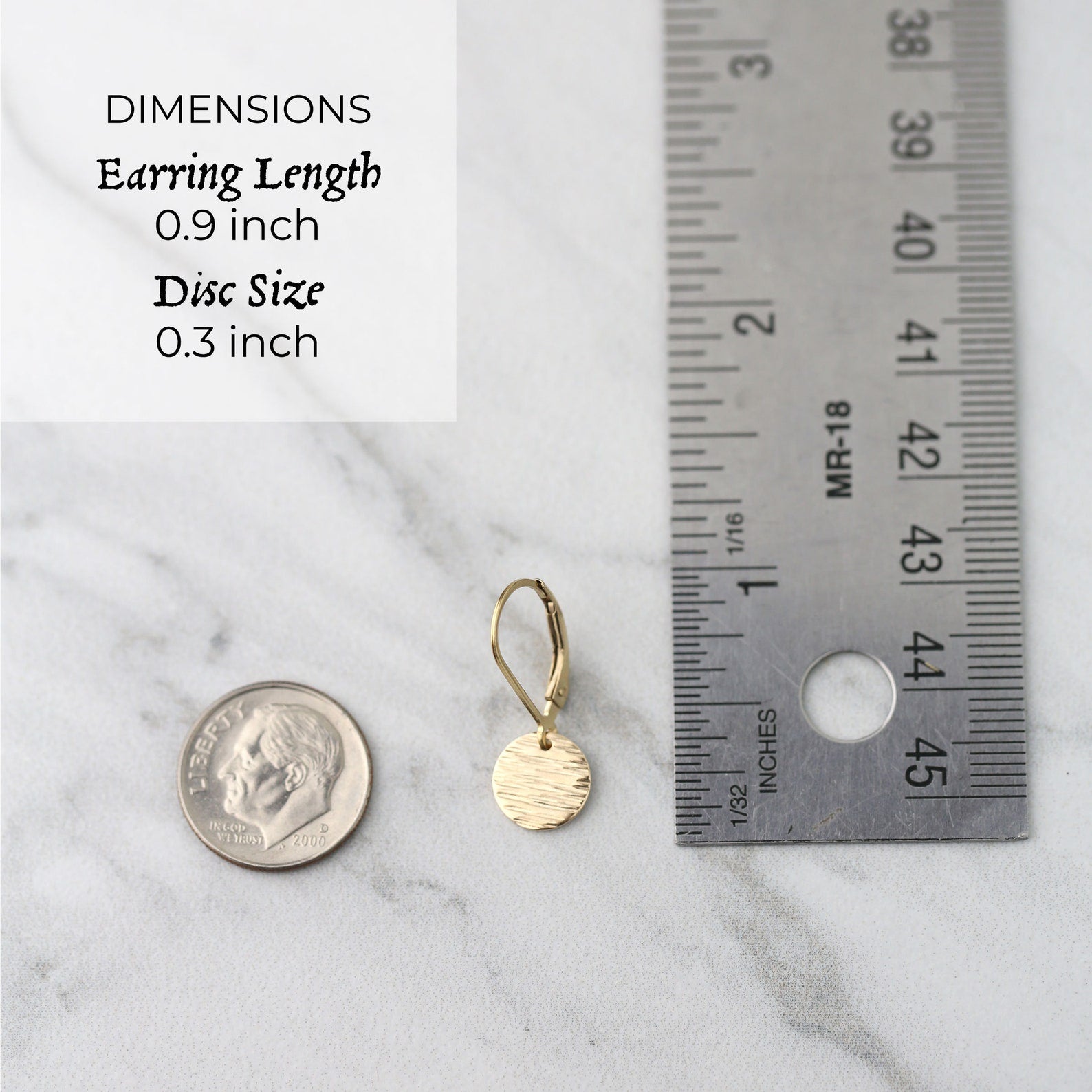 Gold Textured Disc Lever-back Earrings