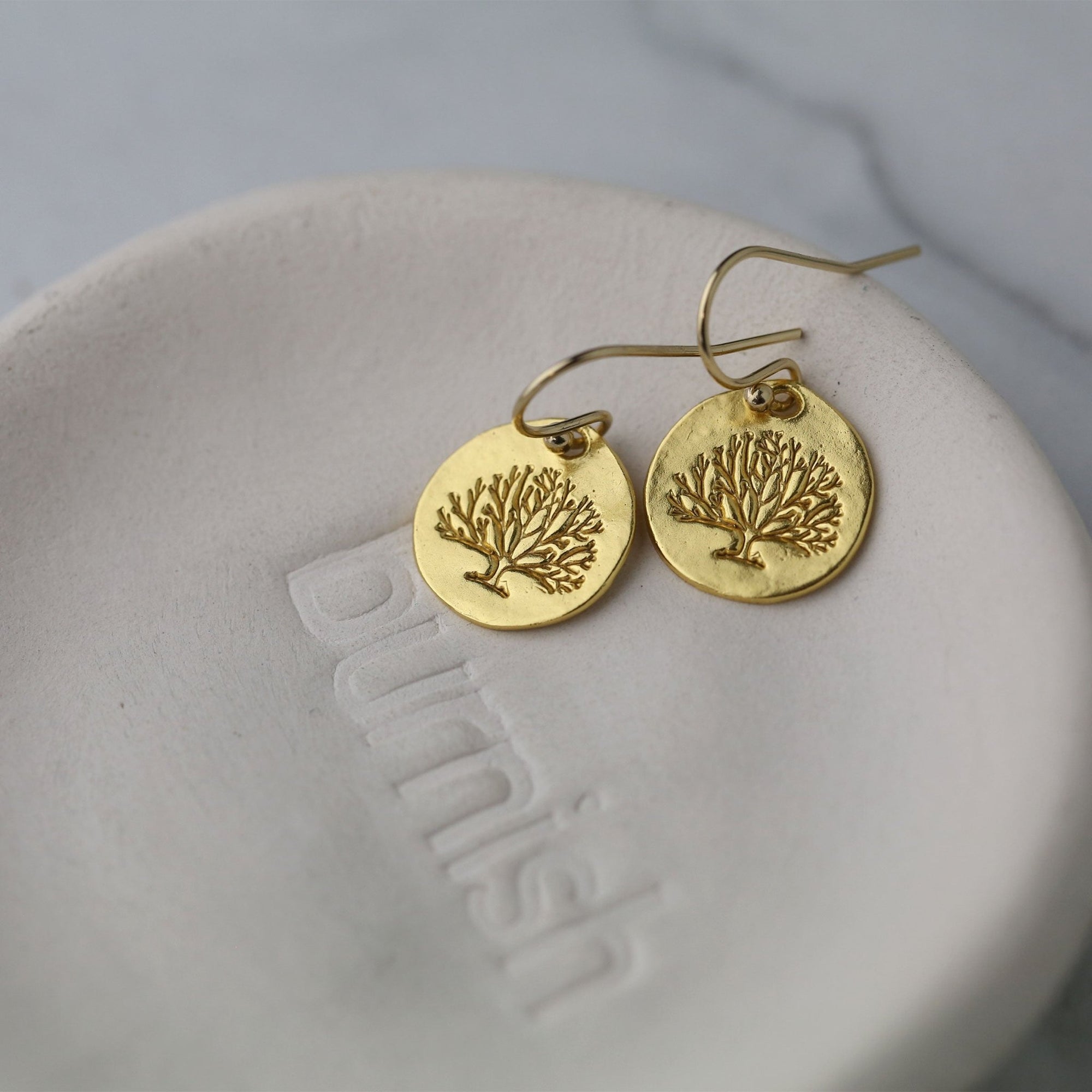 Gold Tree of Life Earrings jewelry handmade by Burnish