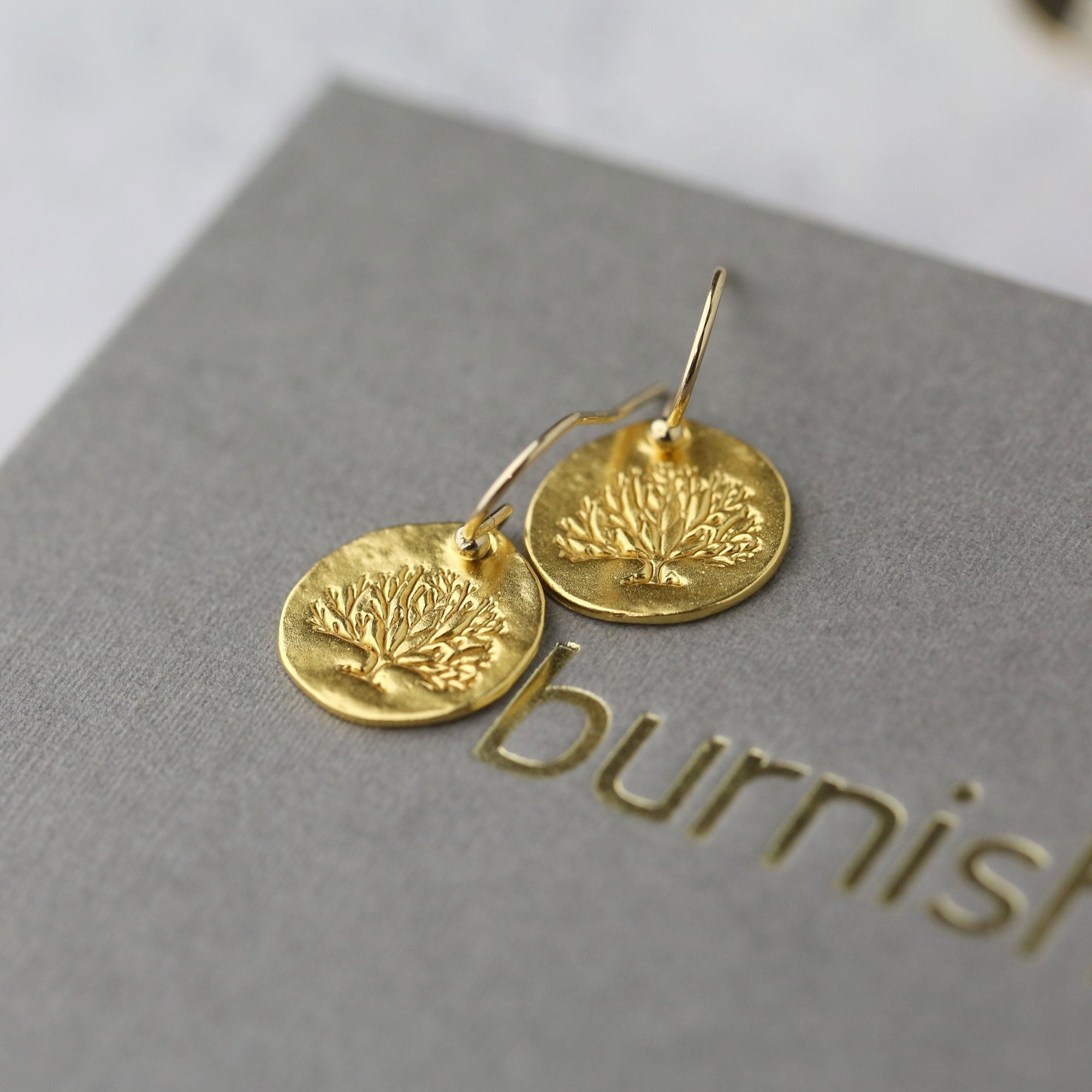 Gold Tree of Life Earrings jewelry handmade by Burnish