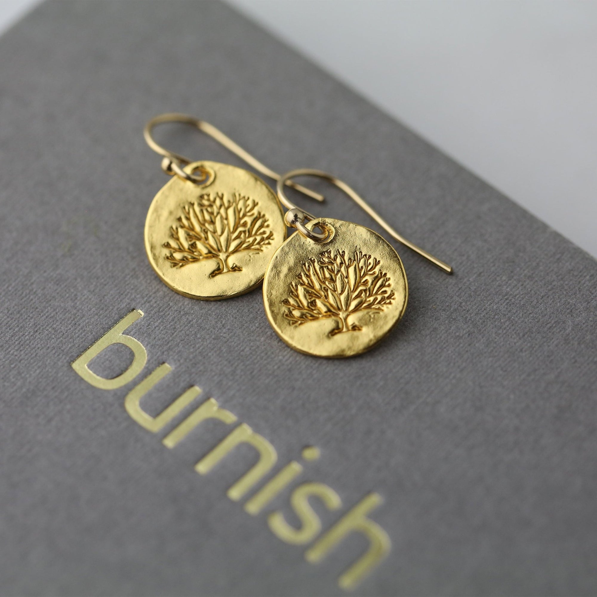 Gold Tree of Life Earrings jewelry handmade by Burnish