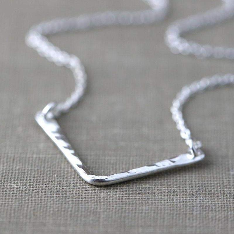 Hammered Chevron Necklace - Handmade Jewelry by Burnish