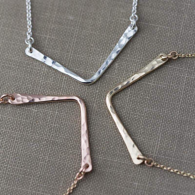 Hammered Chevron Necklace jewelry handmade by Burnish