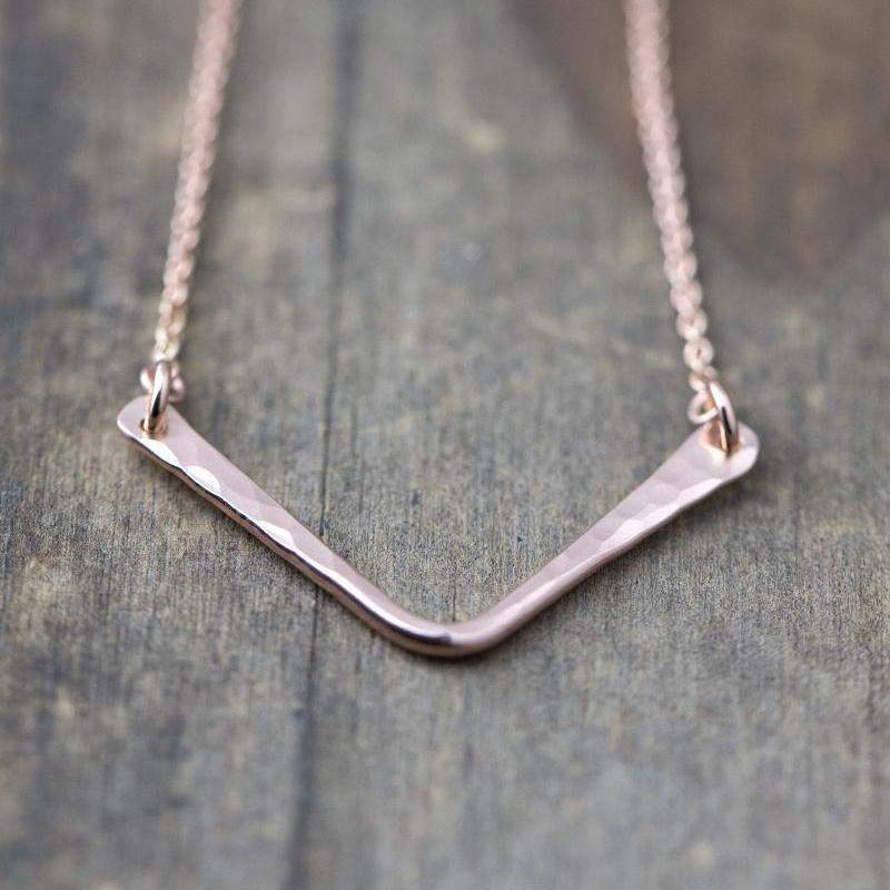 Hammered Chevron Necklace jewelry handmade by Burnish