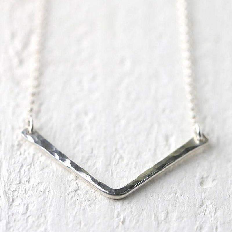 Hammered Chevron Necklace - Handmade Jewelry by Burnish