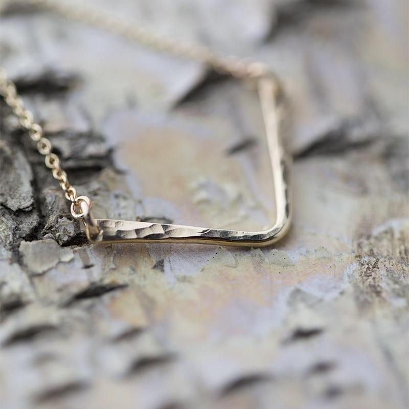 Hammered Chevron Necklace - Handmade Jewelry by Burnish