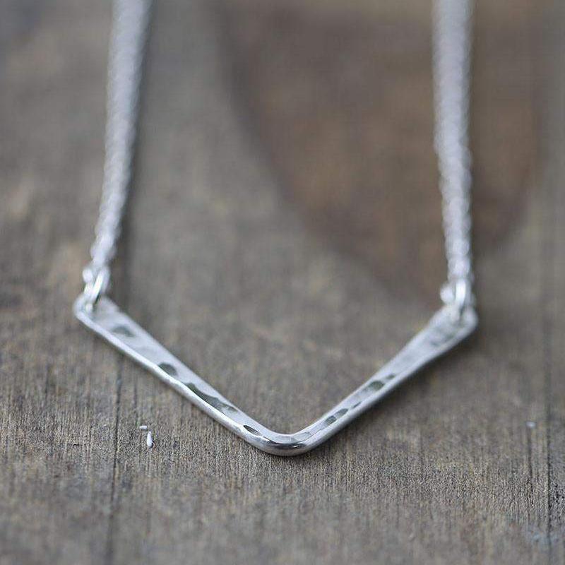 Hammered Chevron Necklace - Handmade Jewelry by Burnish