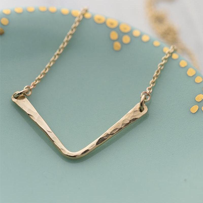 Hammered Chevron Necklace - Handmade Jewelry by Burnish