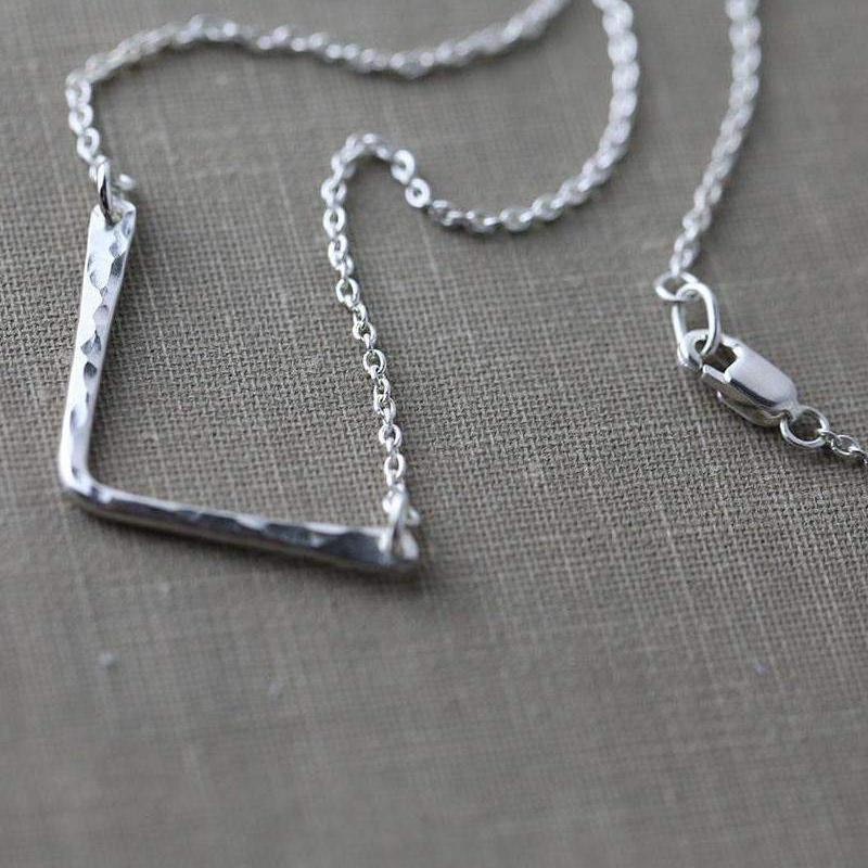 Hammered Chevron Necklace - Handmade Jewelry by Burnish