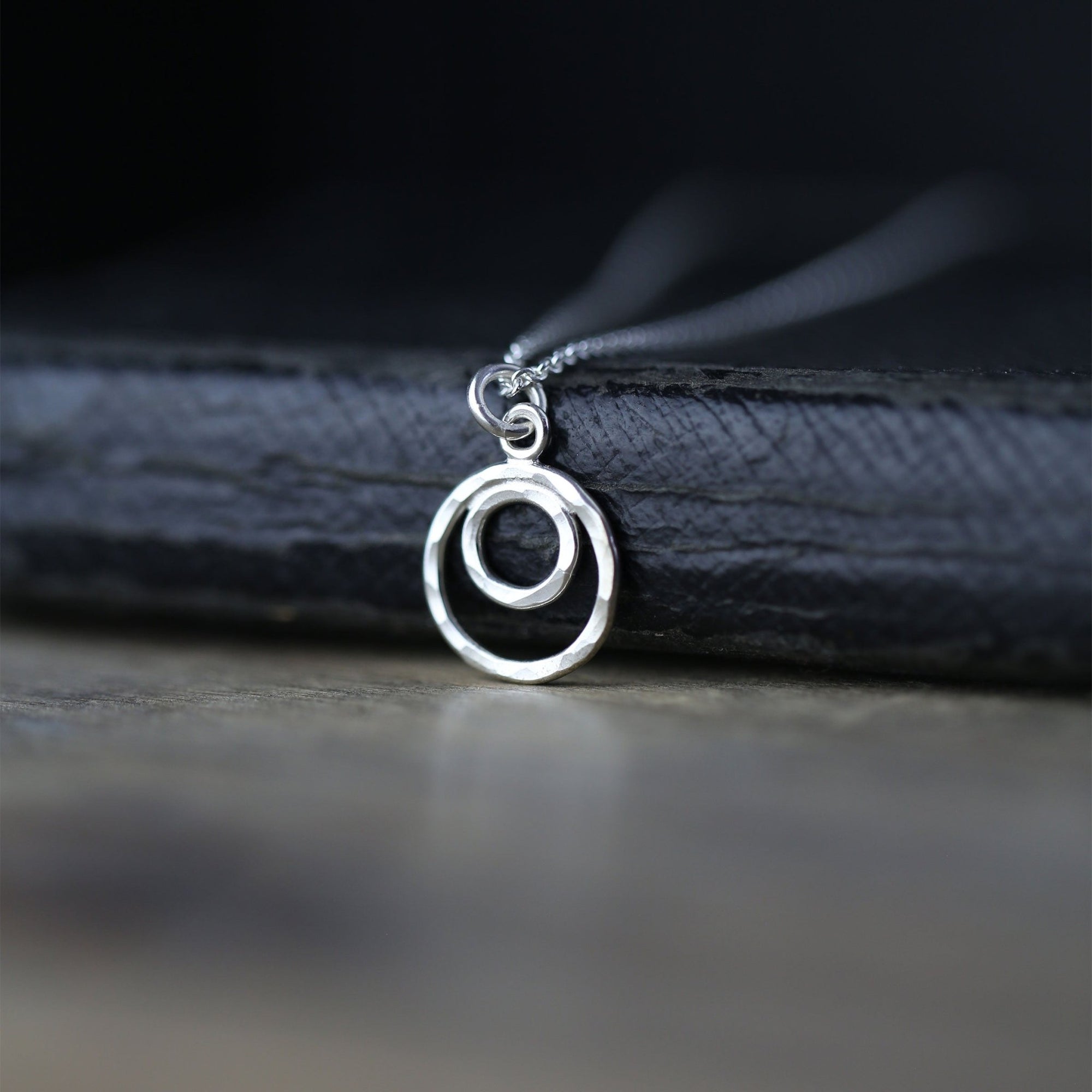 Hammered Double Circle Necklace jewelry handmade by Burnish