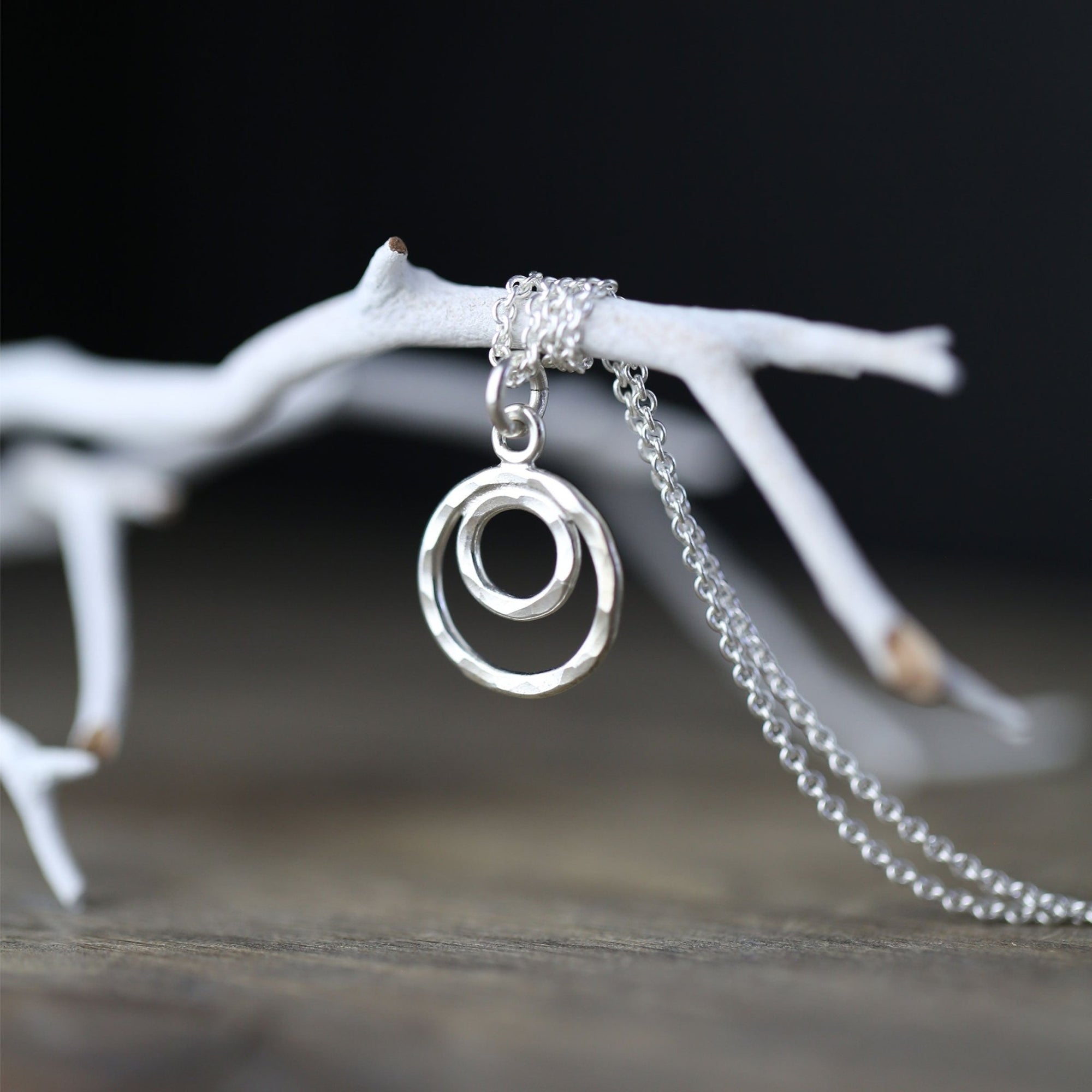 Hammered Double Circle Necklace jewelry handmade by Burnish